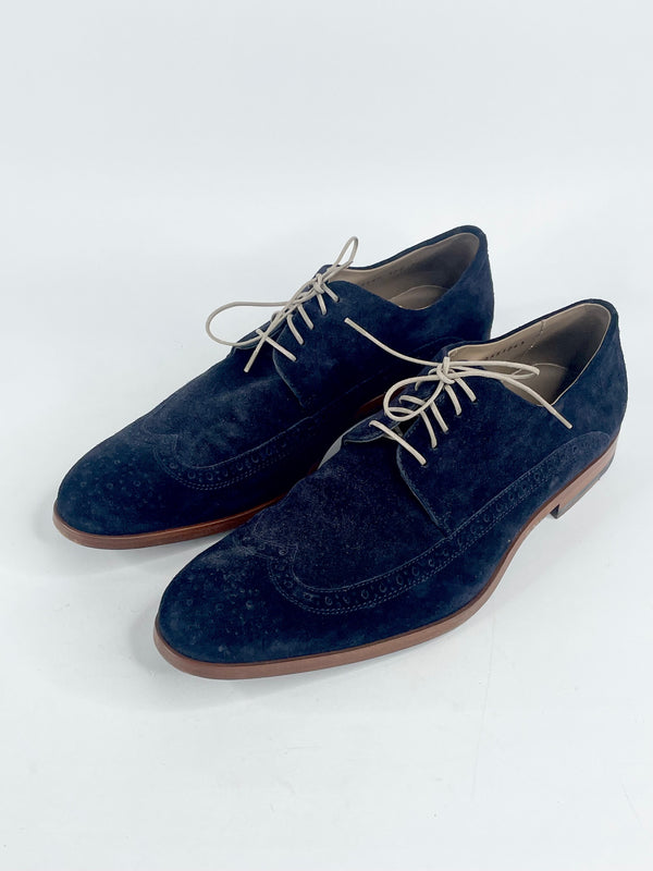 Boss Hugo Boss Dark Blue 'Fisseo' Suede Lace Ups - EU41