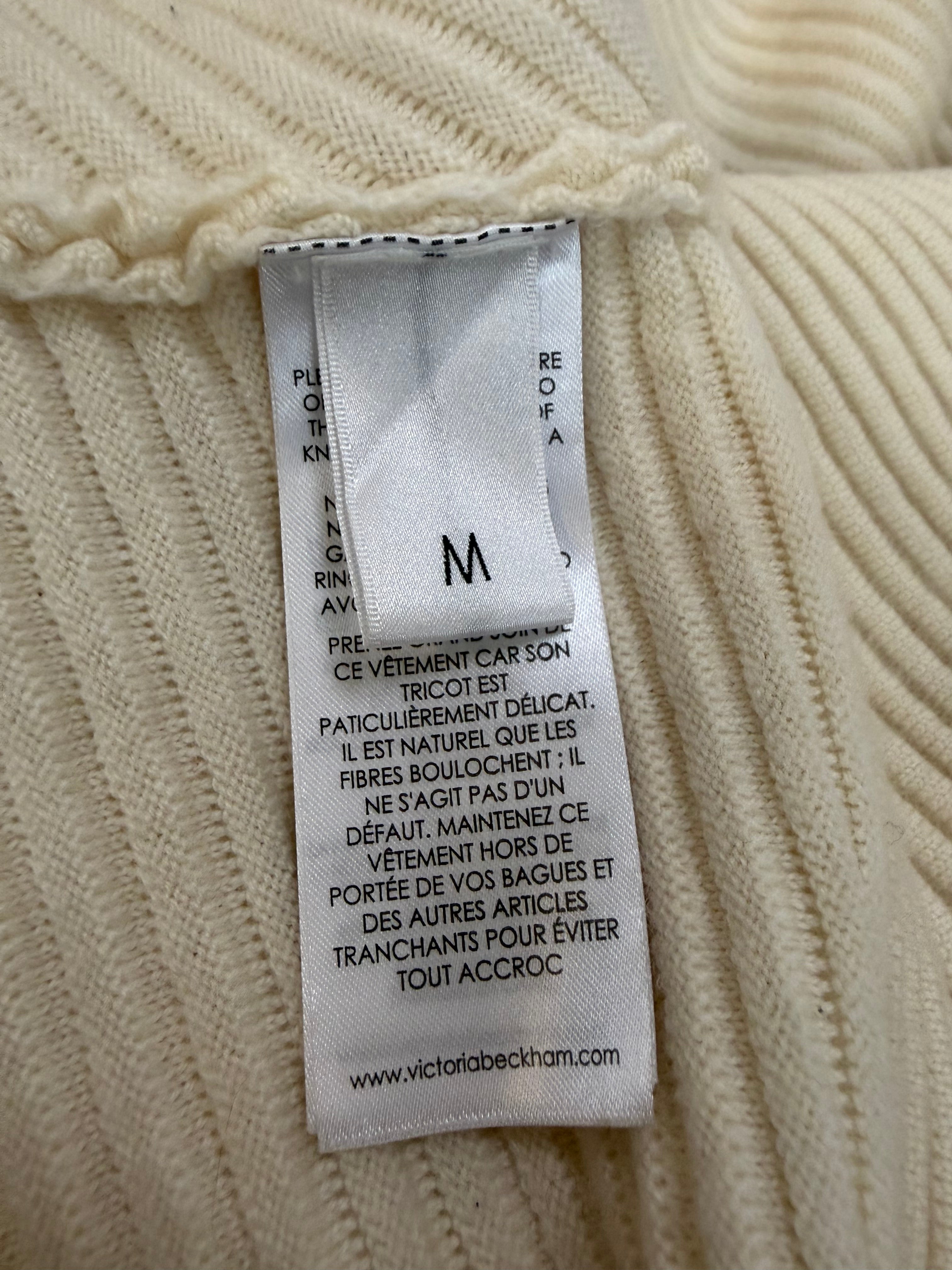 Victoria Beckham Limited Ivory Rib Knit Wool Sweater - AU10/12