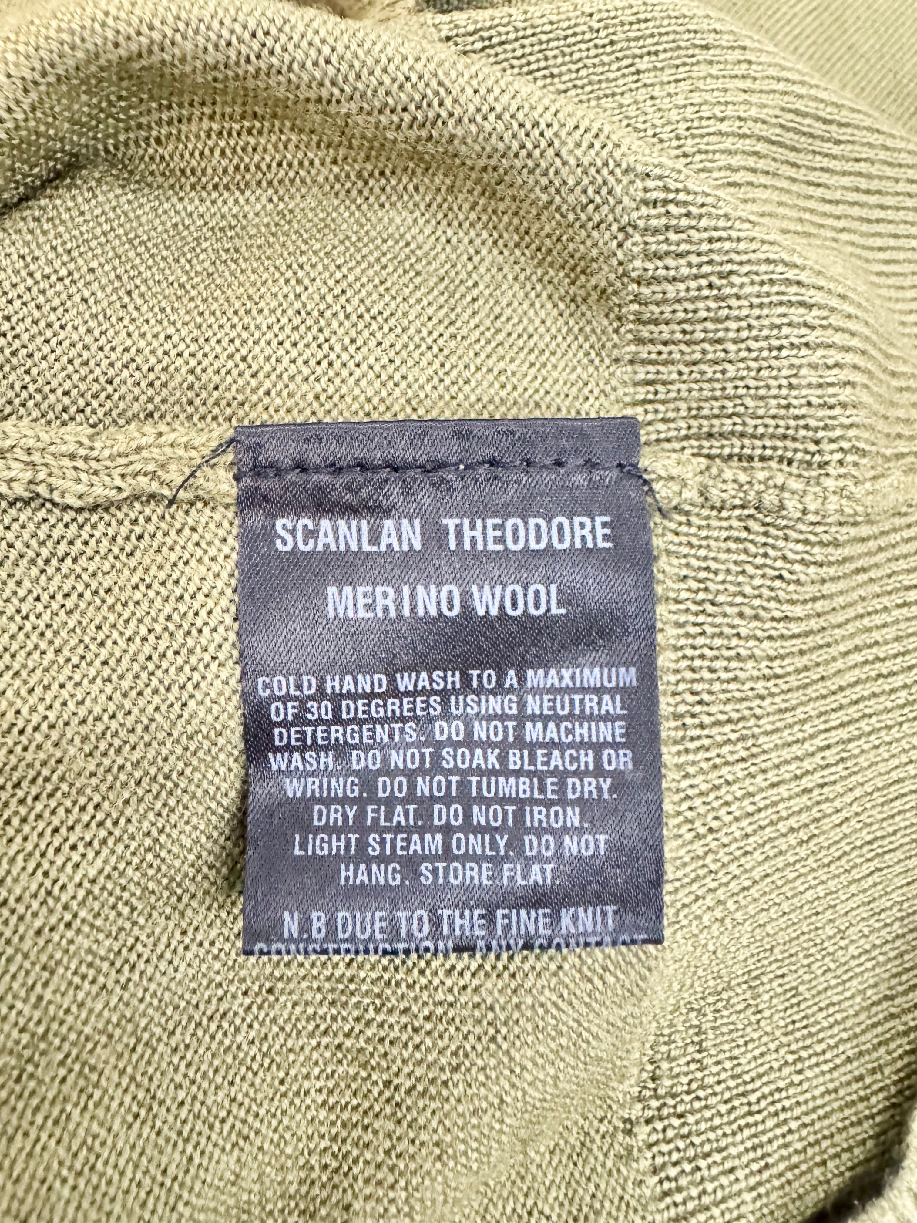Scanlan Theodore Olive Green Merino Wool V-Neck Jumper - AU8/10