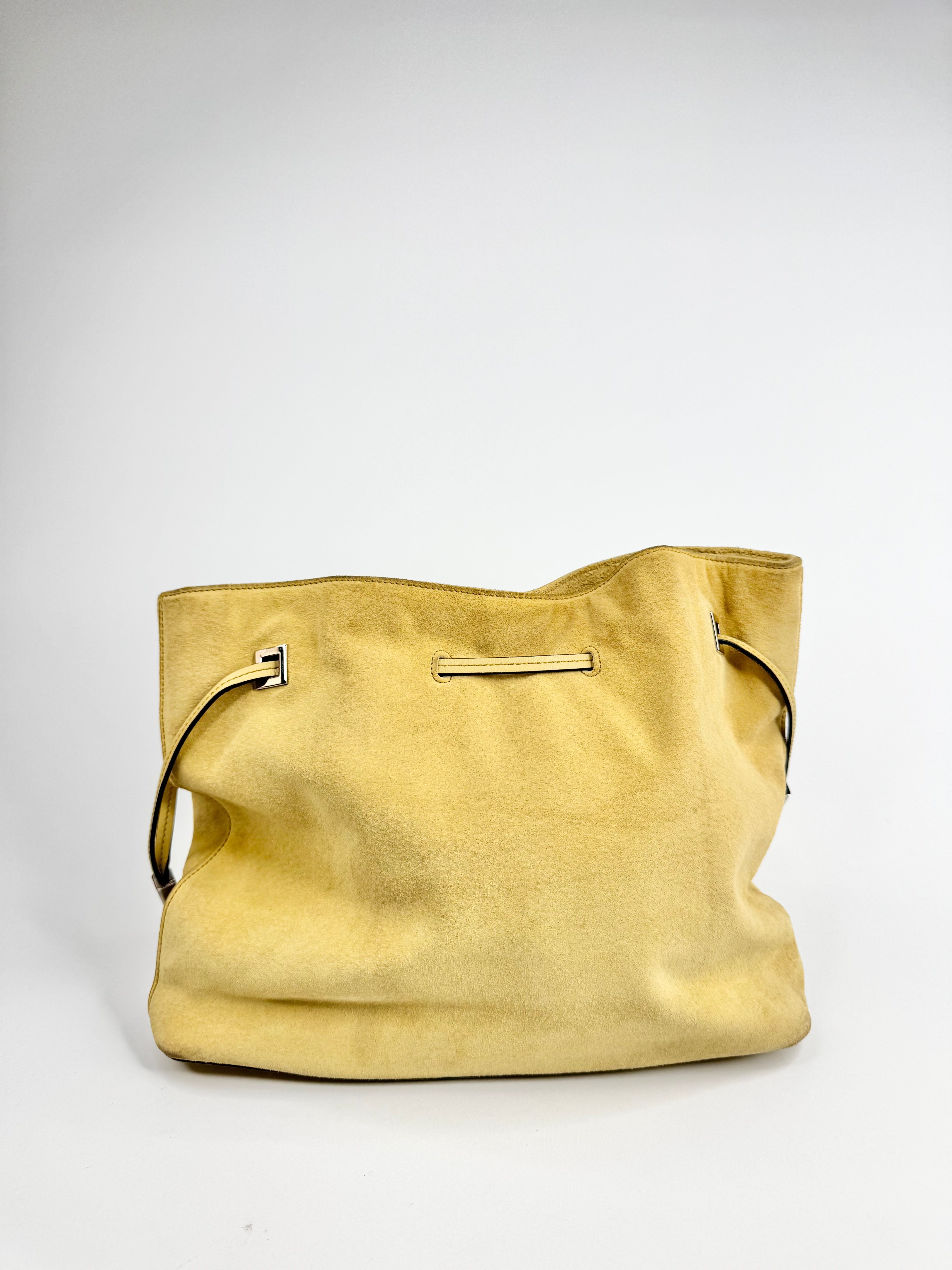 Vintage Bally 'Cladria' Butter Yellow Suede Shoulder Bag