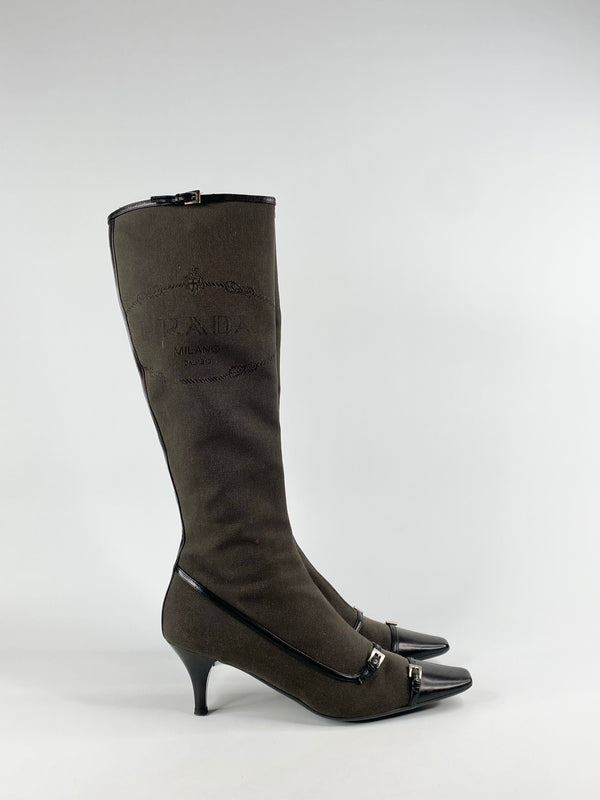 Prada Fabric Knee High Stiletto Boots - EU41