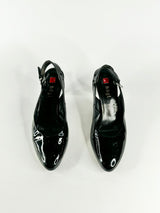 Hogl Black Patent Leather Sling Backs - EU37