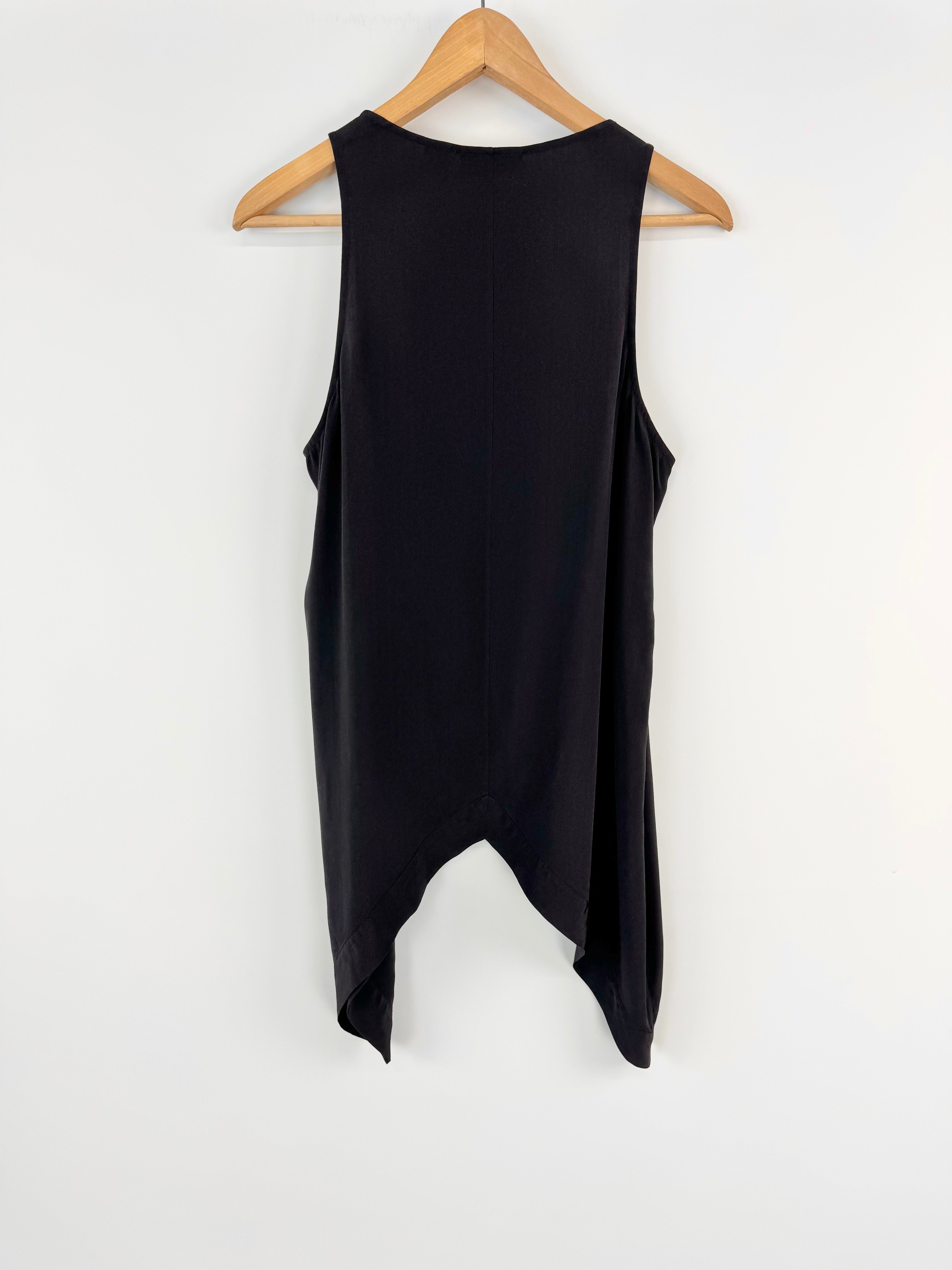 Sass & Bide Black Silk Asymmetrical 'Silk Tales' Vest - AU8