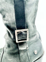 Neosens Black Buckle Heeled Calf Boots - EU40
