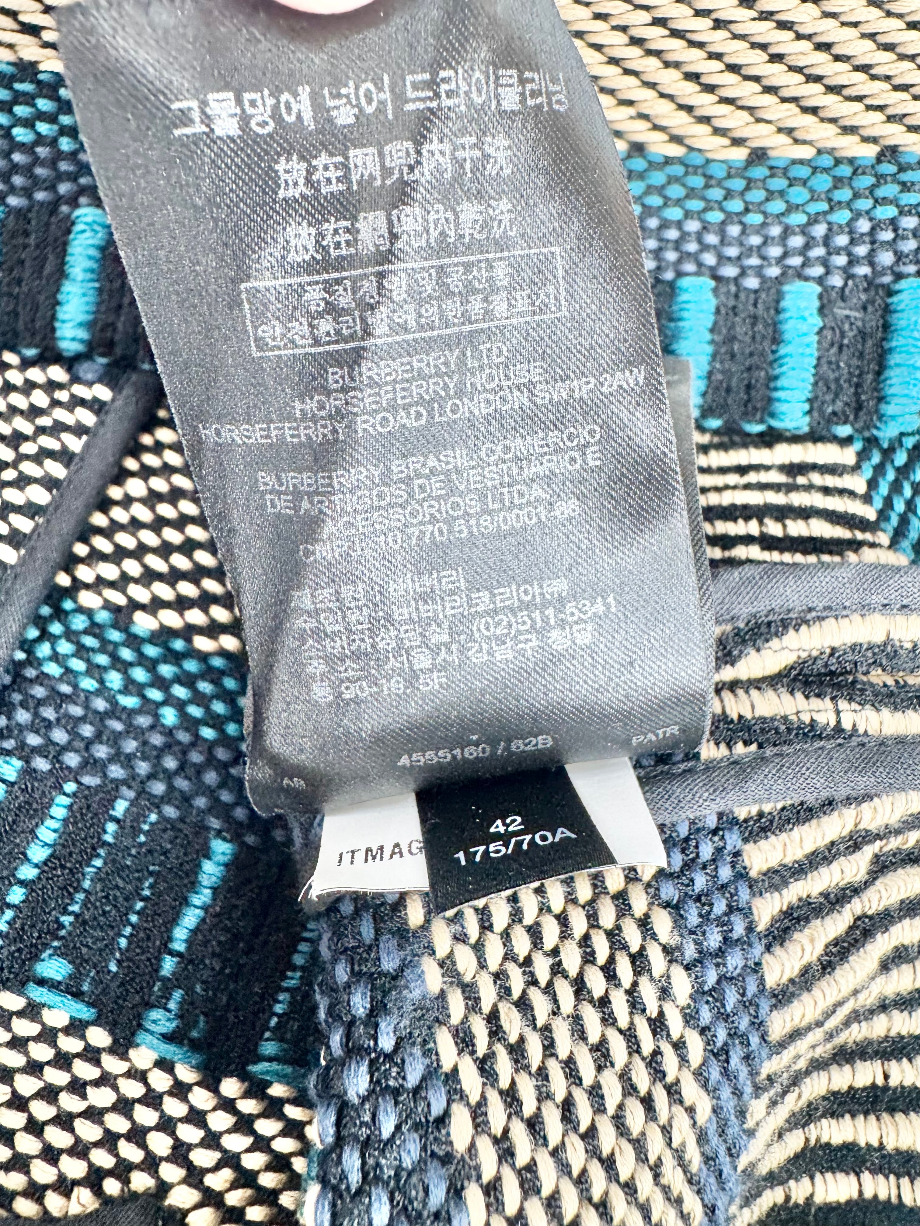 Burberry Prorsum Gold & Teal Woven Pencil Skirt - AU10