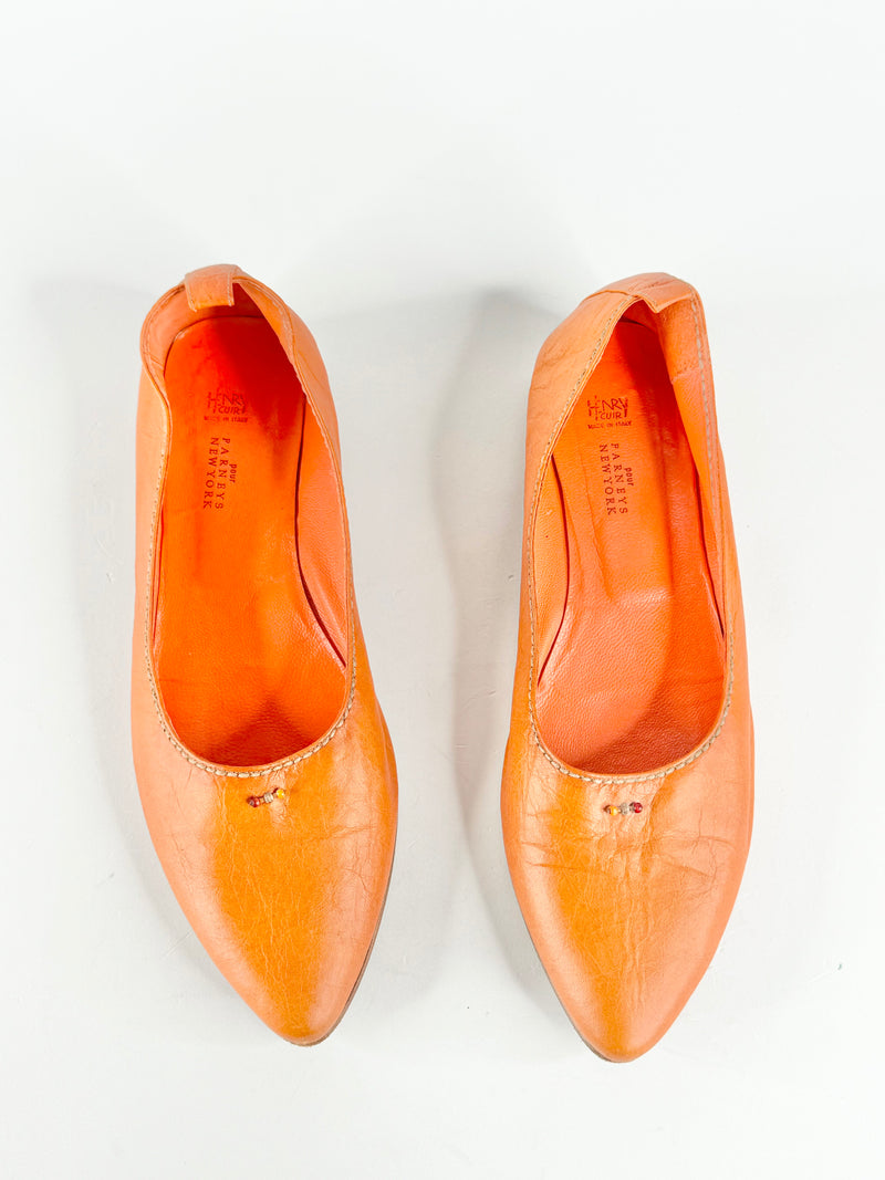 Henry Curl for Barneys New York Tangerine Pointed Toe Ballet Flats - EU37.5