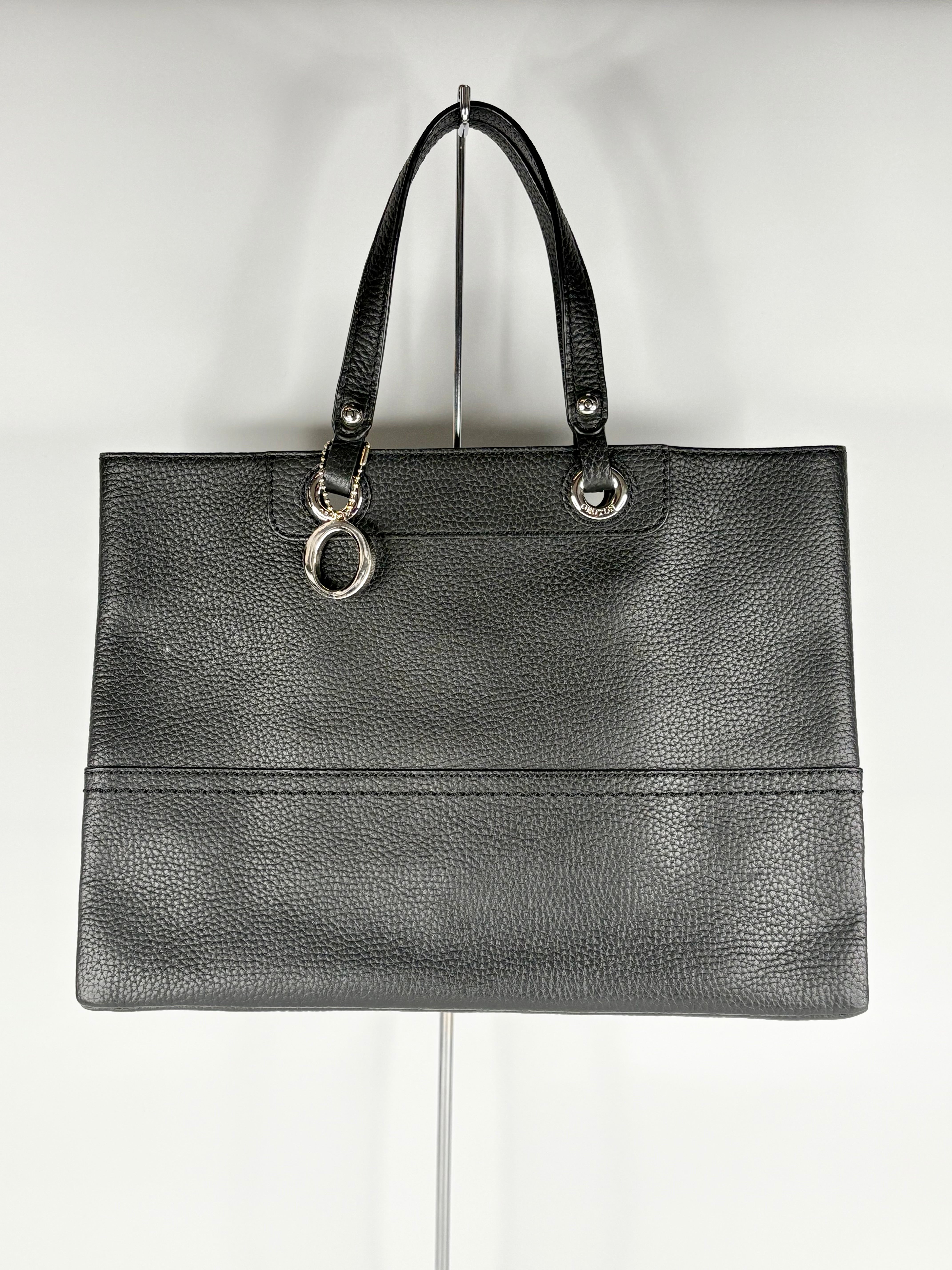 Oroton Black Grained Leather Medium Tote Bag