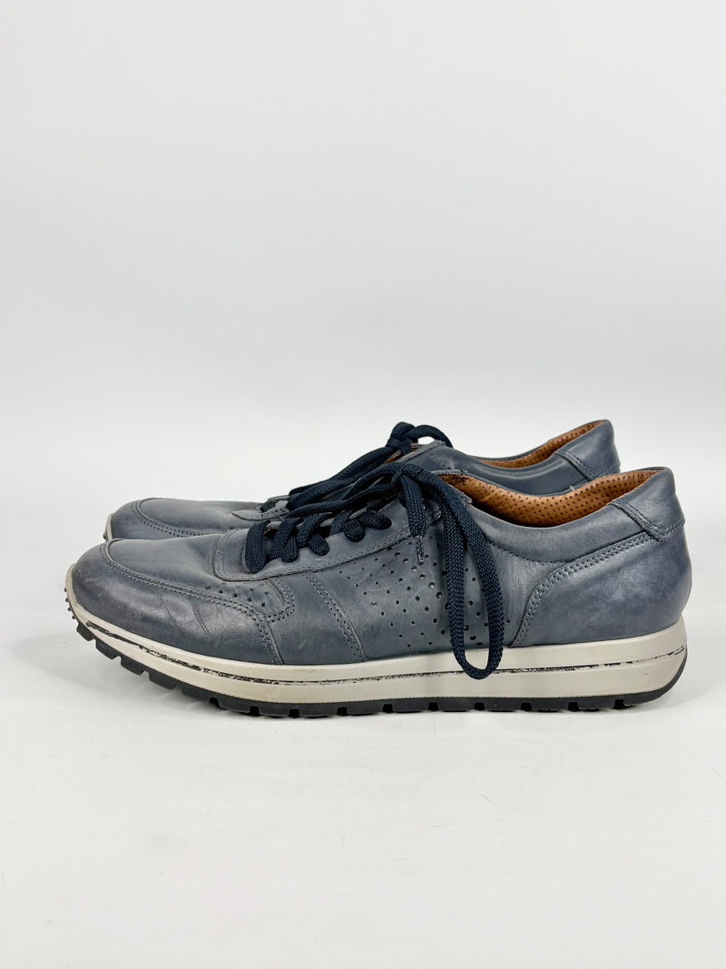 Imac Navy Blue Leather Sneakers - EU44