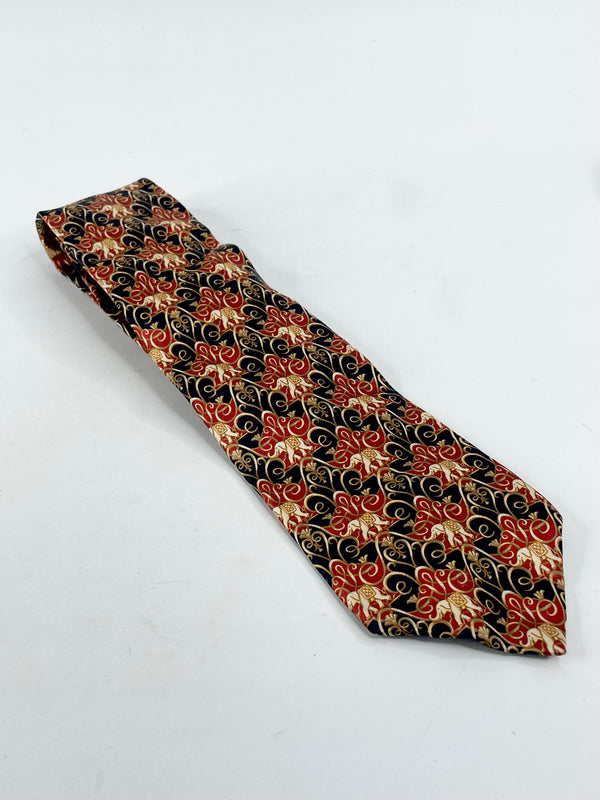 Lanvin Elephant Patterned Silk Tie