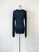 Armani Exchange Navy Blue Knit V-Neck Sweater - XS