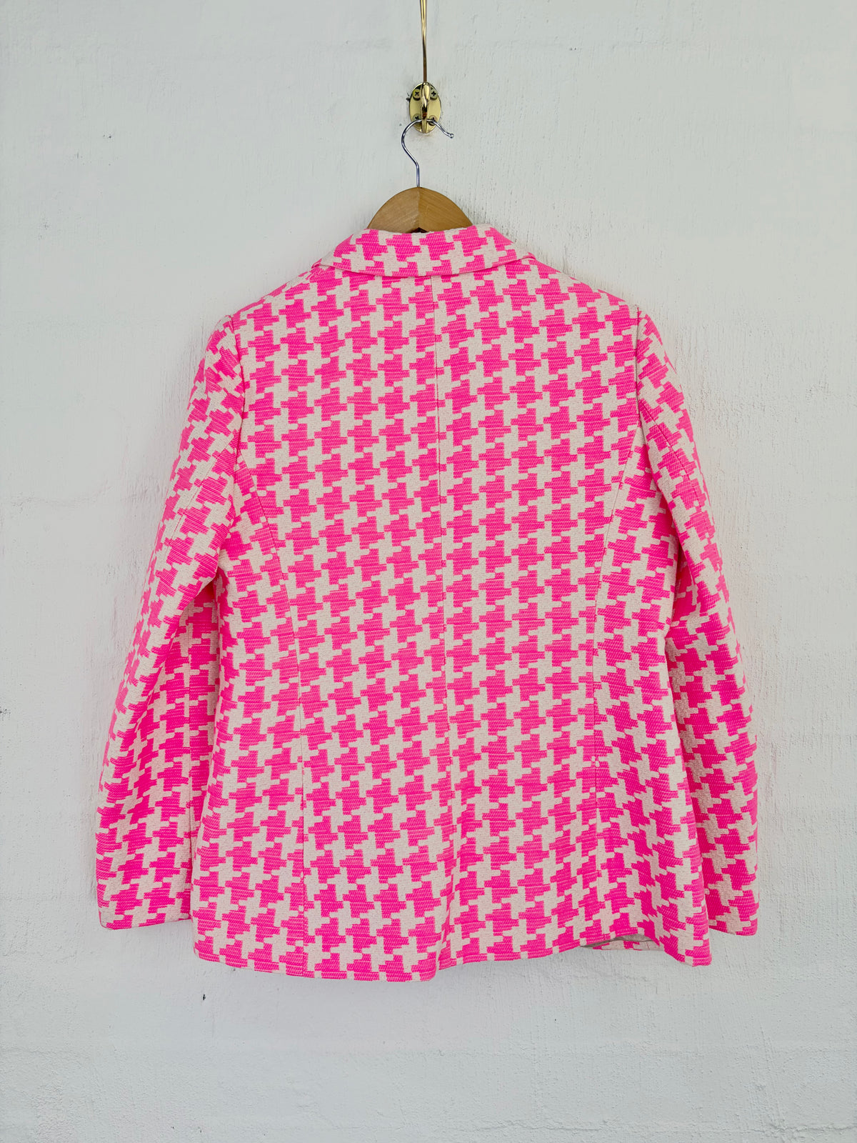 Tinta & Bariloche Junco Hot Pink & Cream Houndstooth Blazer NWT - AU12/14