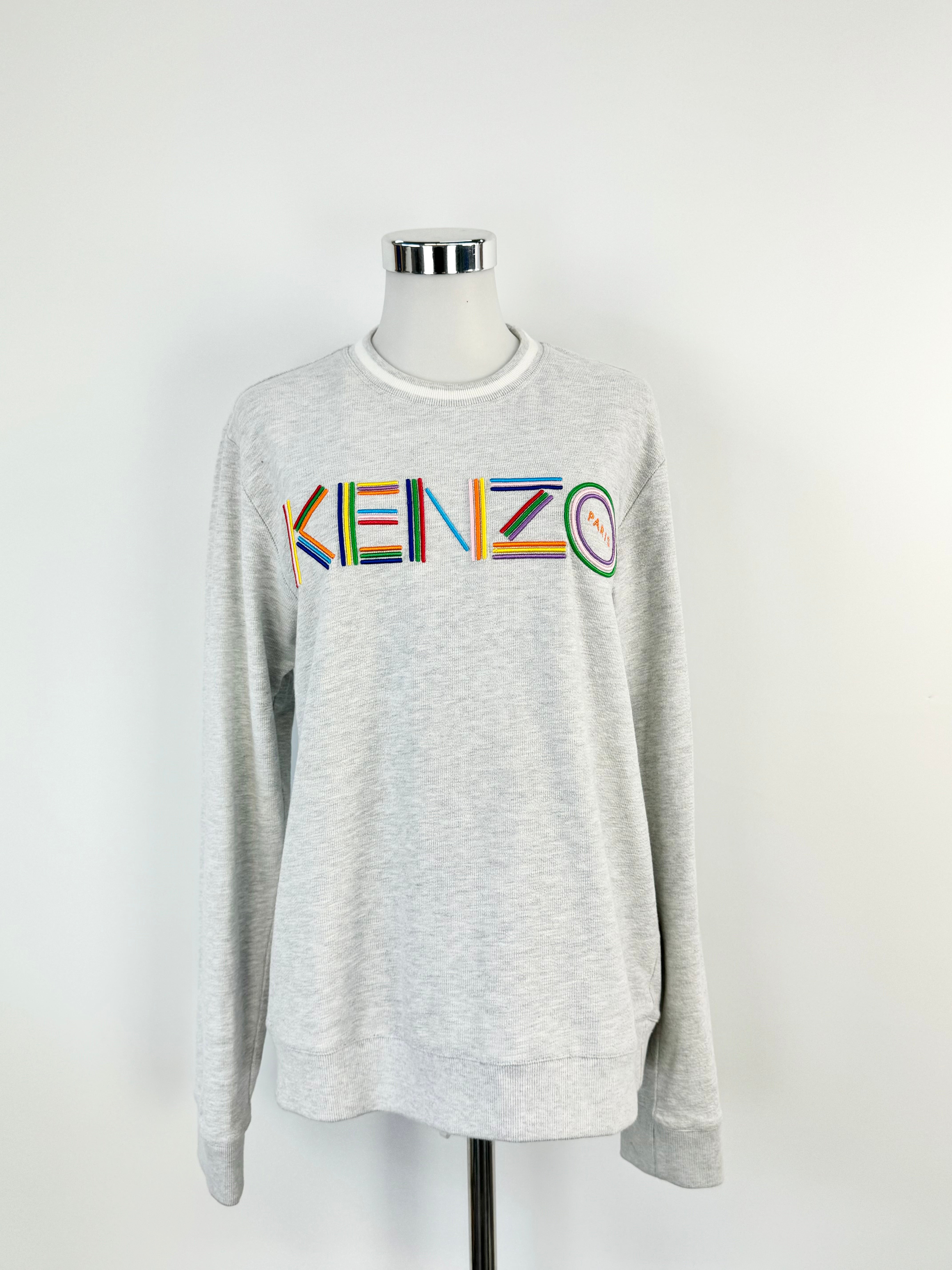Kenzo Light Grey Rainbow Logo Sweater - AU8/10