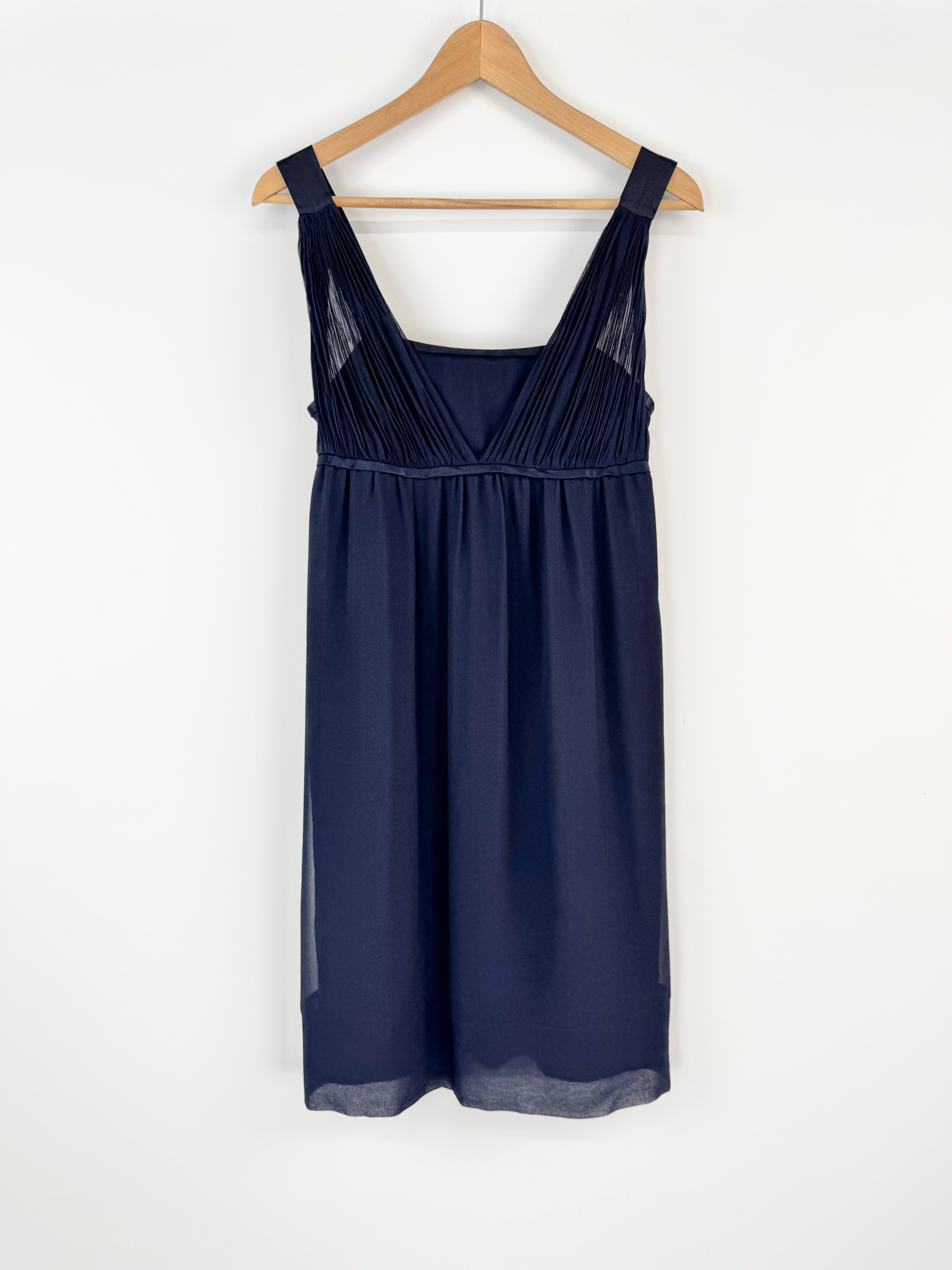 Saba Navy Blue Silk Mini Dress - AU6