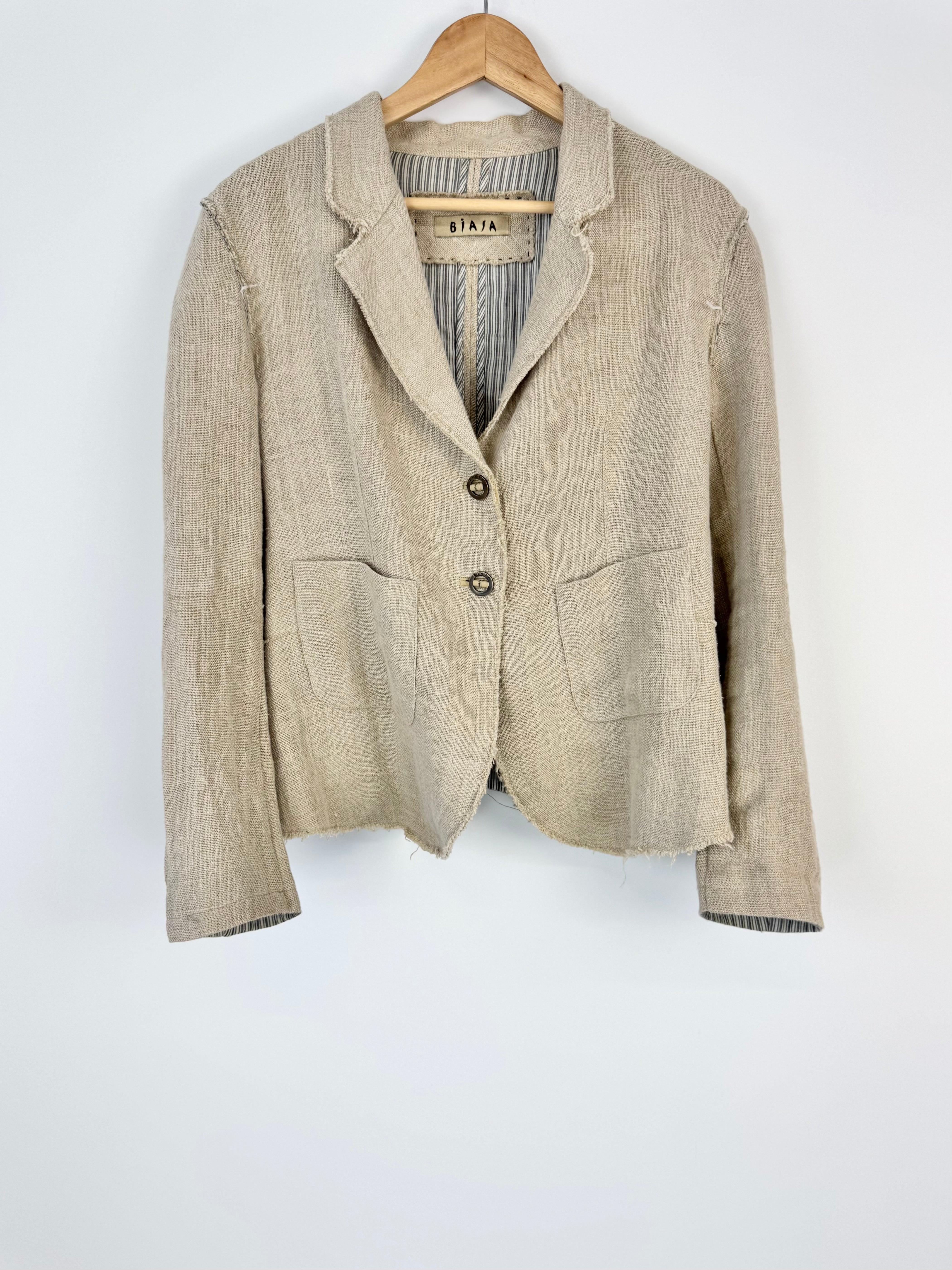 Biasa Oatmeal Linen Blazer - AU12