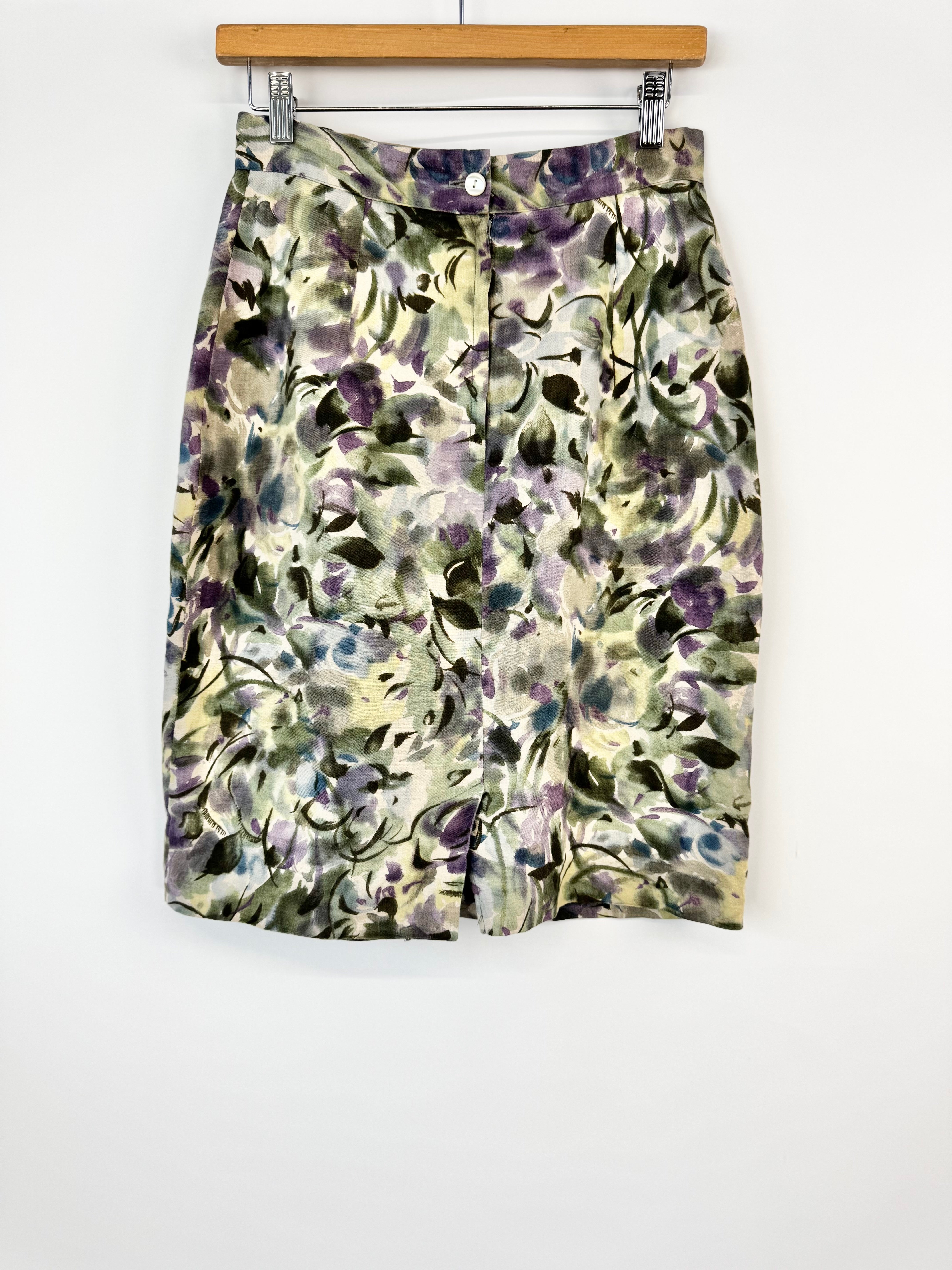 Vintage Saba Floral Linen Skirt - AU12