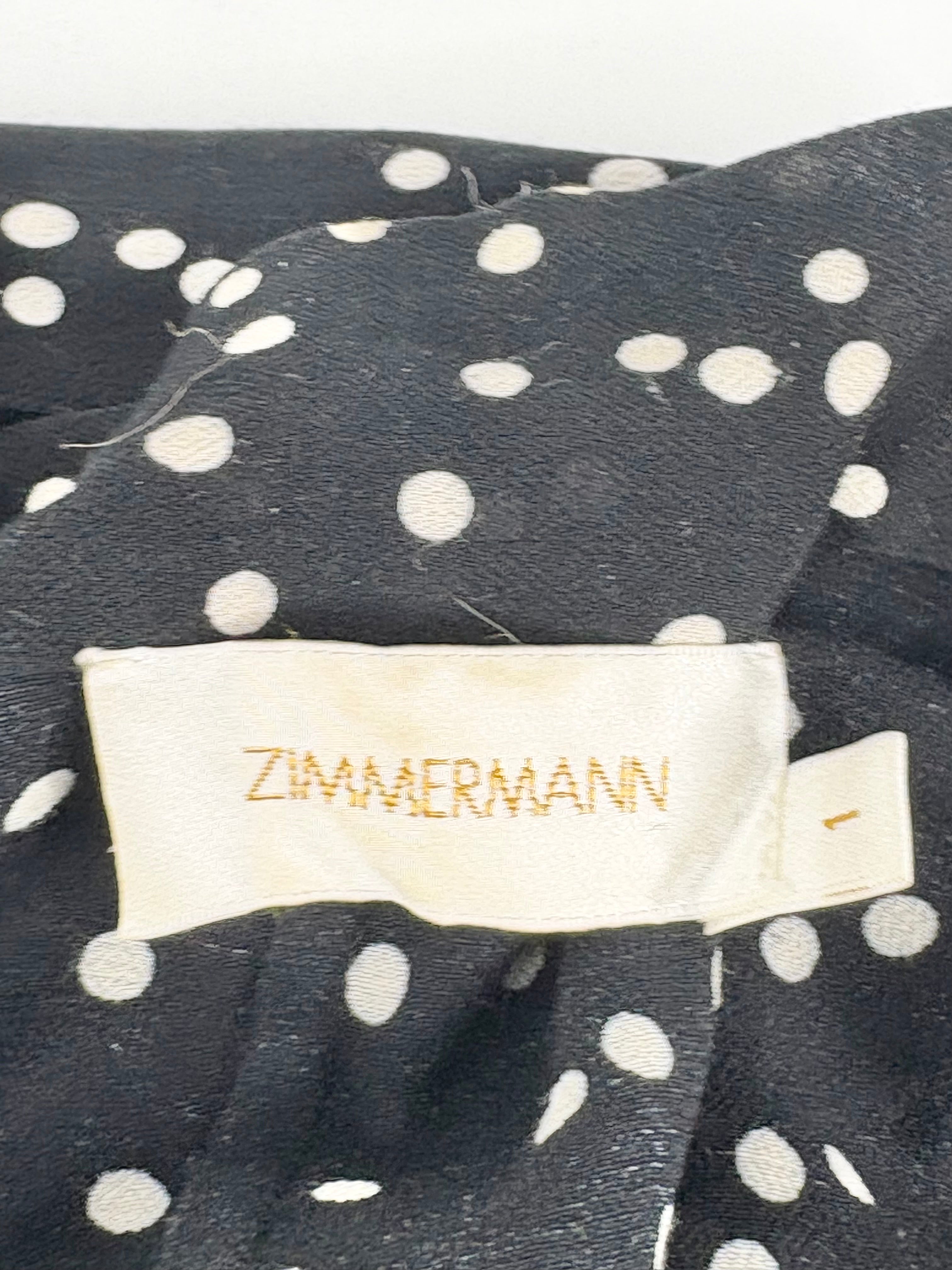 Zimmermann Sheer Black & White Dotted Sleeveless Top & Pants Set - AU8