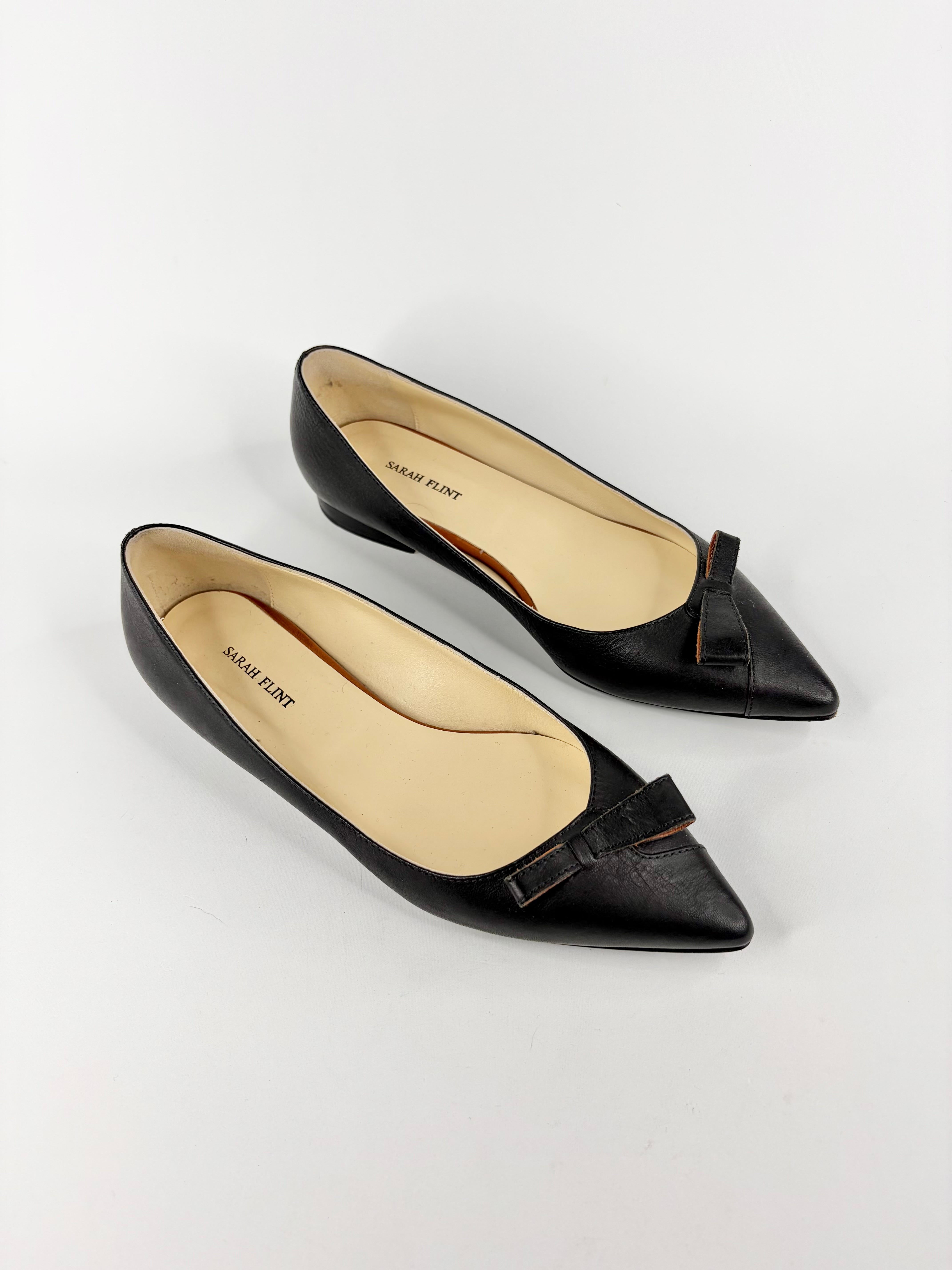Sarah Flint 'Natalie' Black Pointed Toe Ballet Flats - EU39