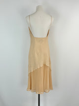 Alberta Ferretti Sandy Beige Linen Layered Strap Dress - AU8/10