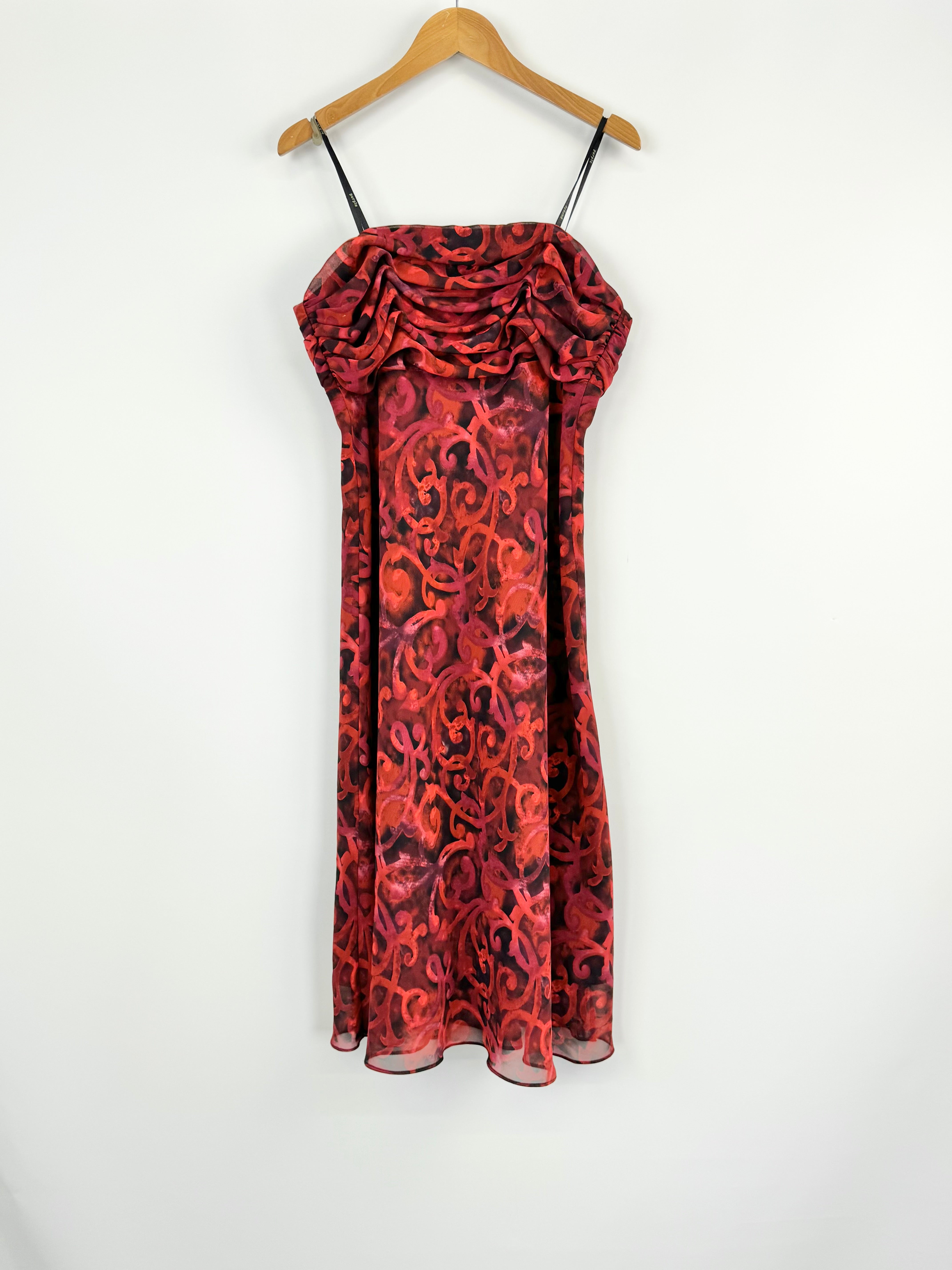 Y2K Purple Patch Red Pattern Strapless Cocktail Dress - AU12/14