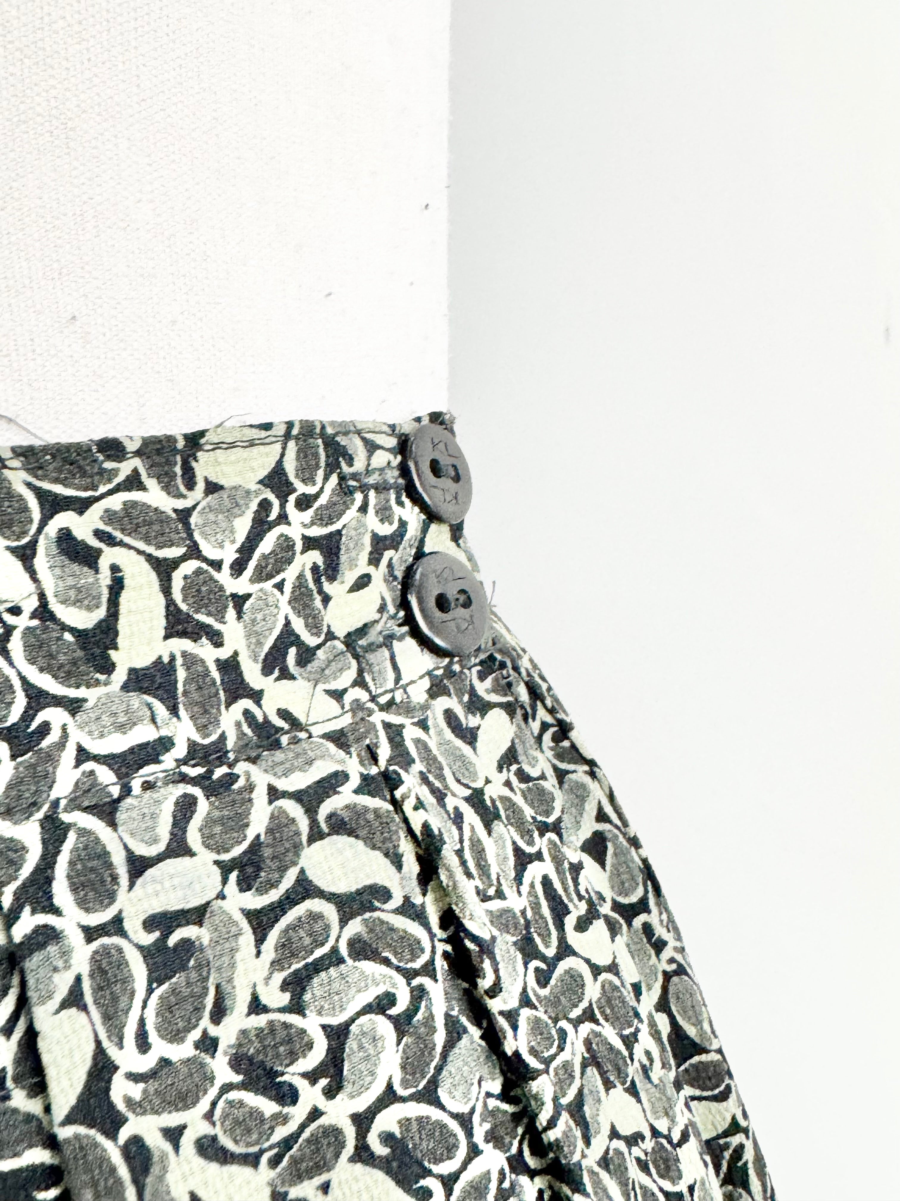 Vintage Karl Lagerfeld Floral Polyester Pleated Skirt - AU10