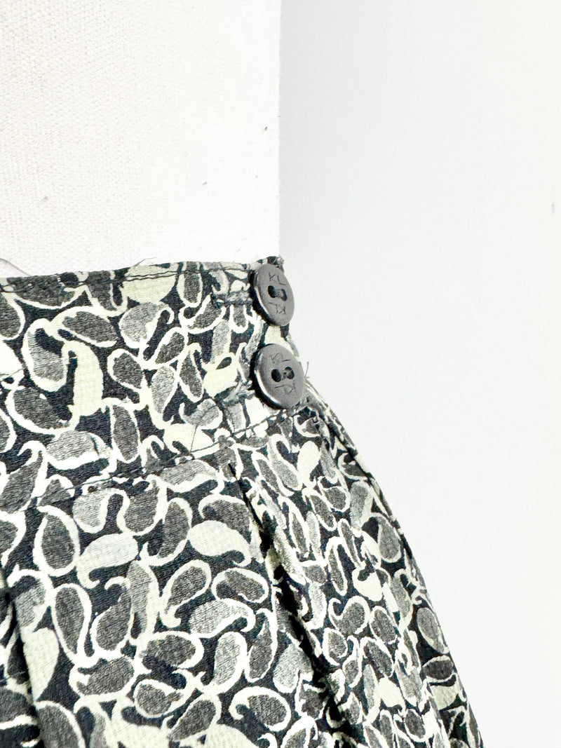 Vintage Karl Lagerfeld Floral Polyester Pleated Skirt - AU10