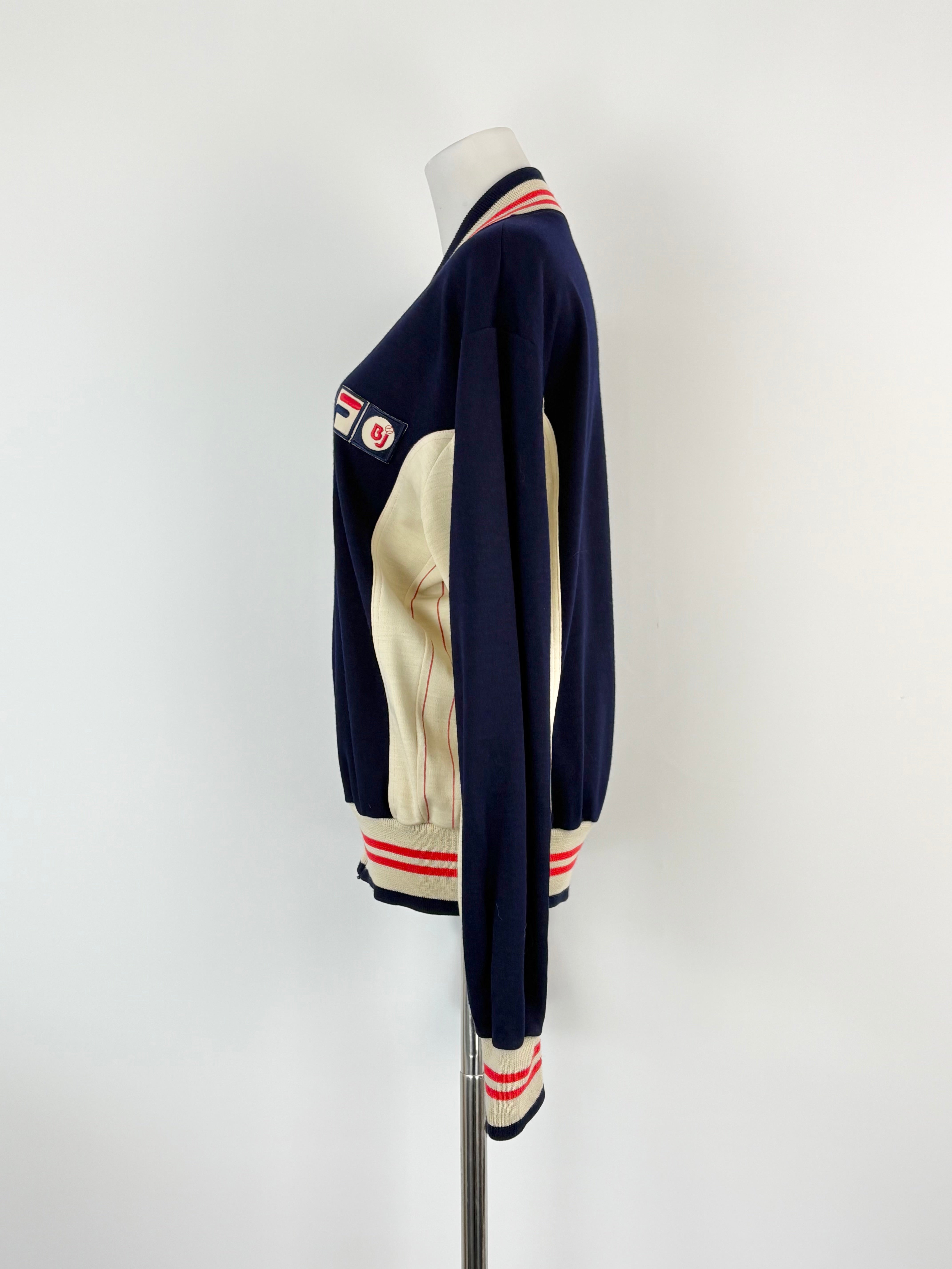 Vintage 70s Fila x Bjorn Borg Navy Blue Wool-Blend Tennis Jacket - AU8/10