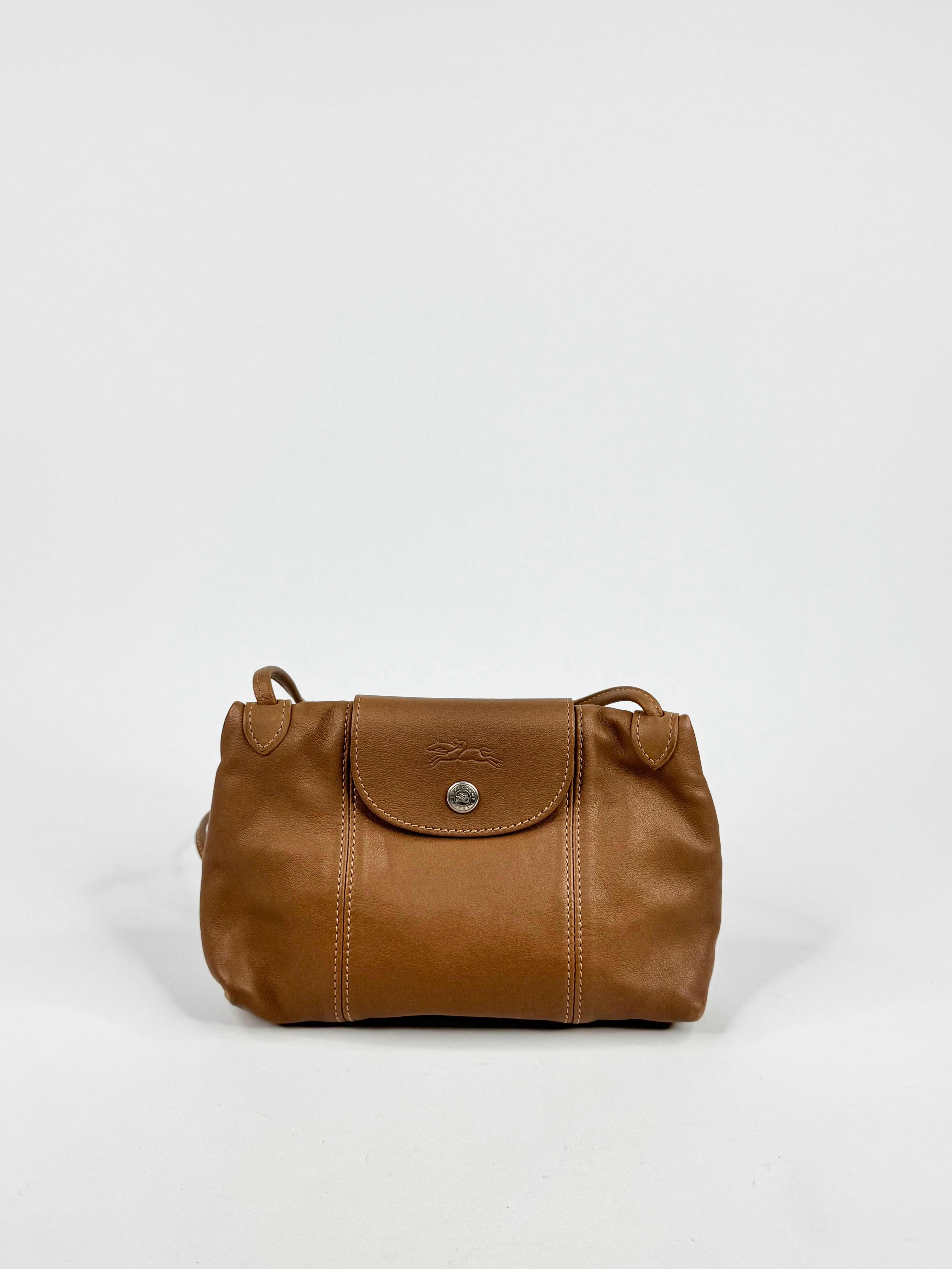 Longchamp Le Cuir Mini Tan Leather Cross Body Bag