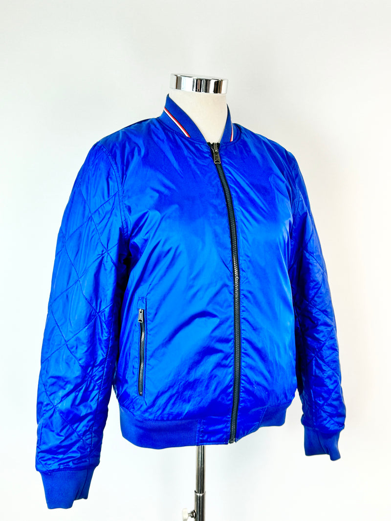 Tommy Hilfiger Blue & White Reversible Bomber Jacket - L