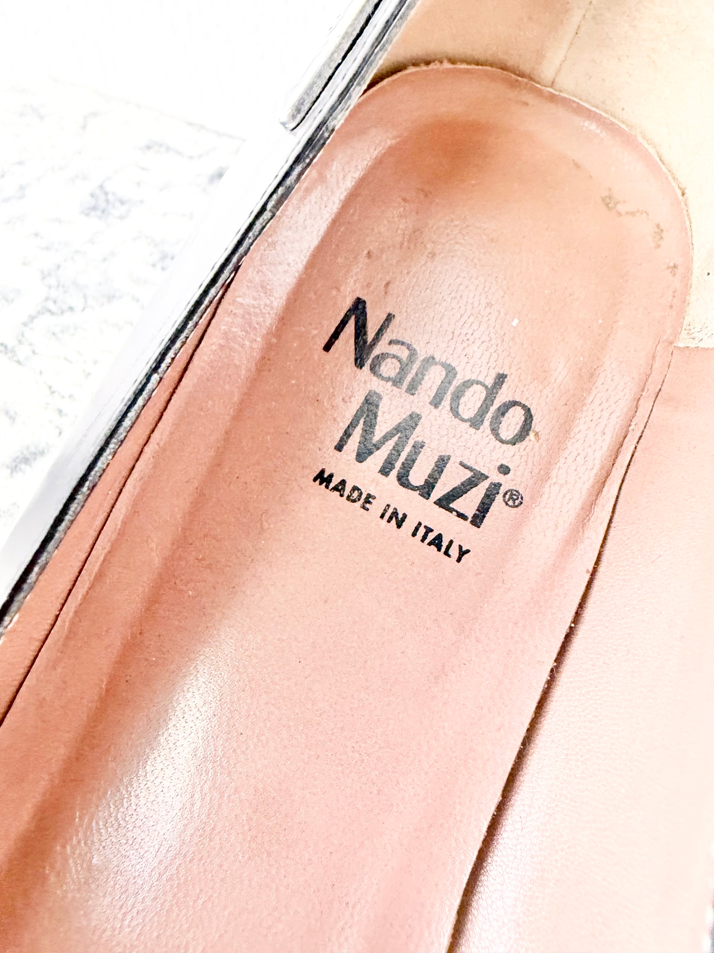 Nando Muzi Long Black Pointed Toe Block Heels - EU38
