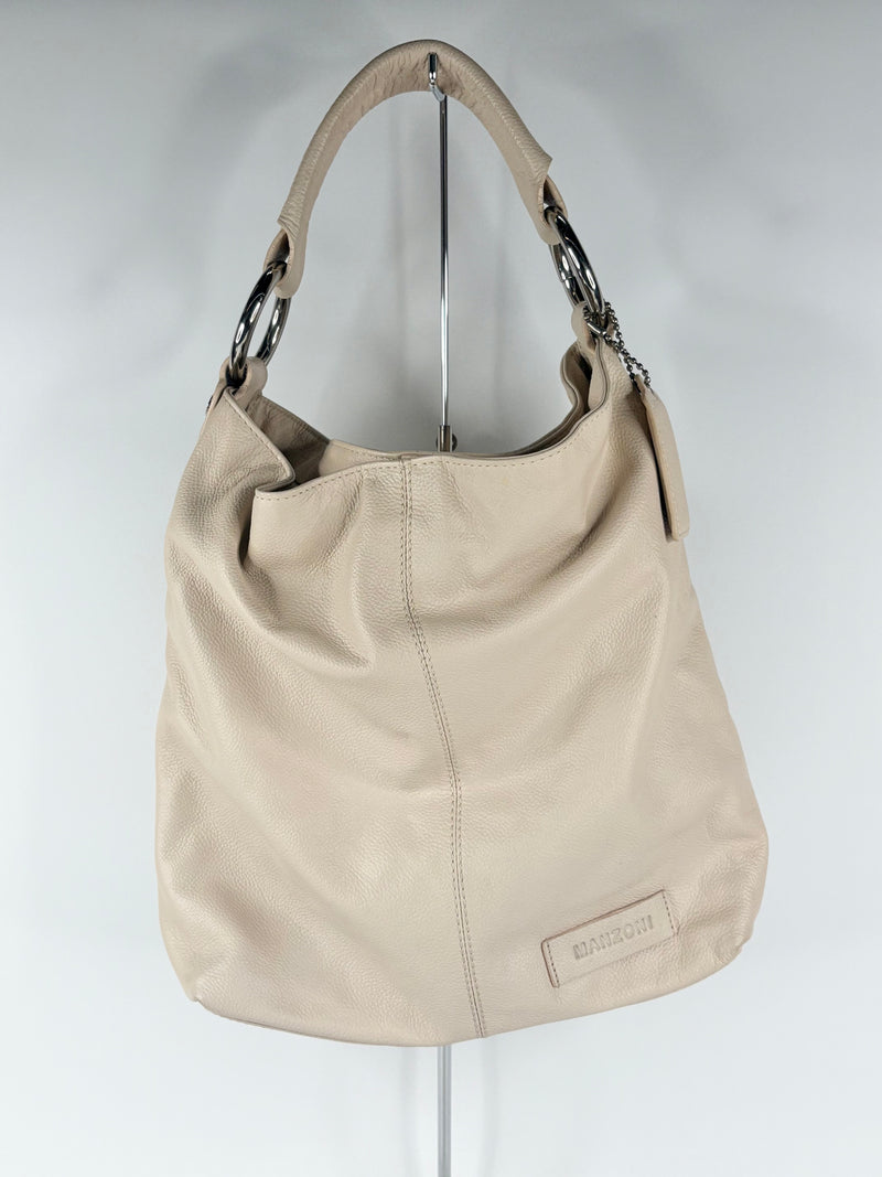 Manzoni Creamy Grained Leather Handbag