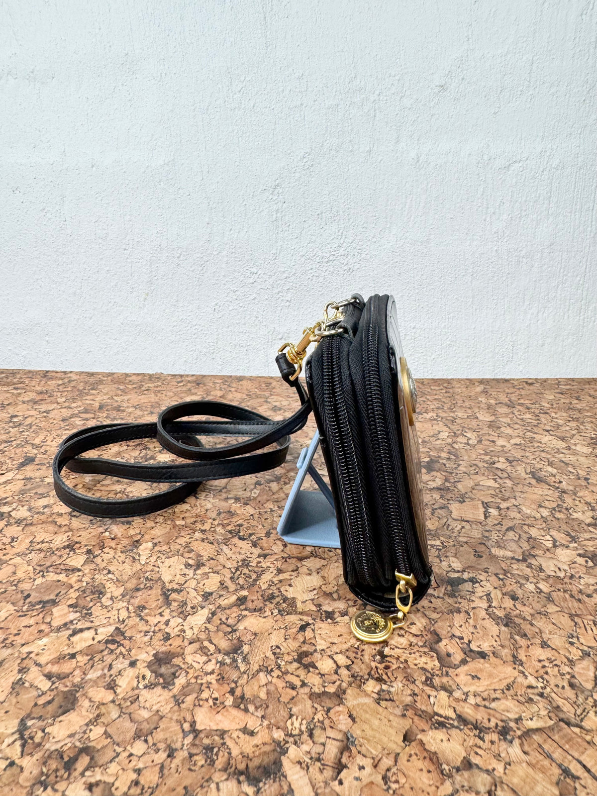Vintage 90s Gianni Versace Patent Faux Croc Cross Body Bag