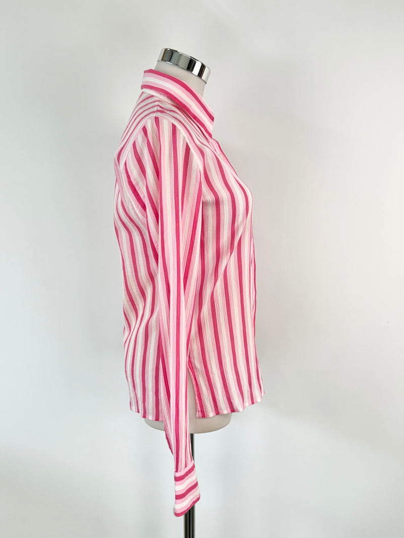 Agnès B. Pink Striped Cotton Blouse - AU10