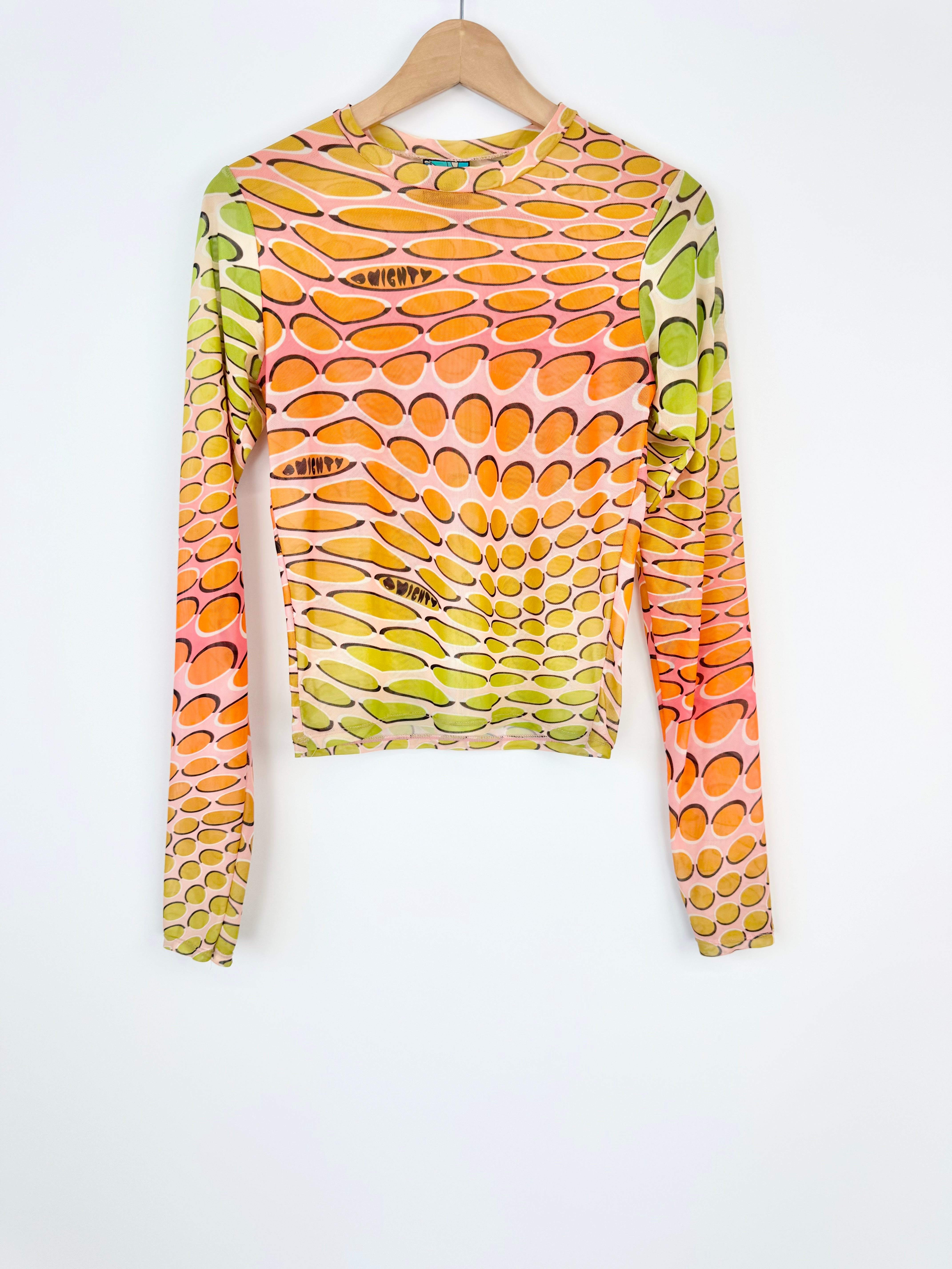 Omighty Sheer Mesh Long Sleeve Mulicolour Top - AU10