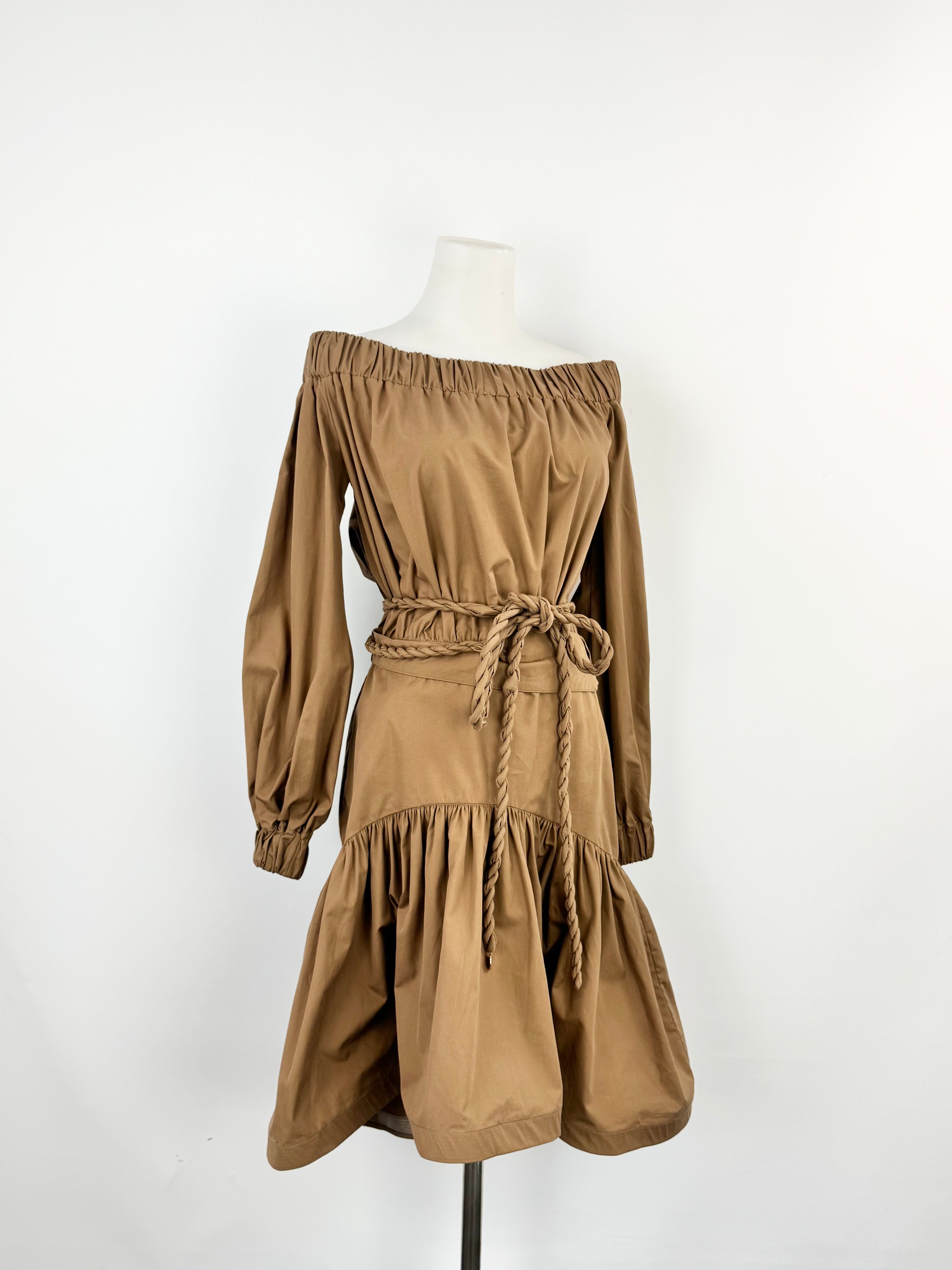 Silvia Tcherassi Milk Chocolate Off Shoulder Dress - AU10/12