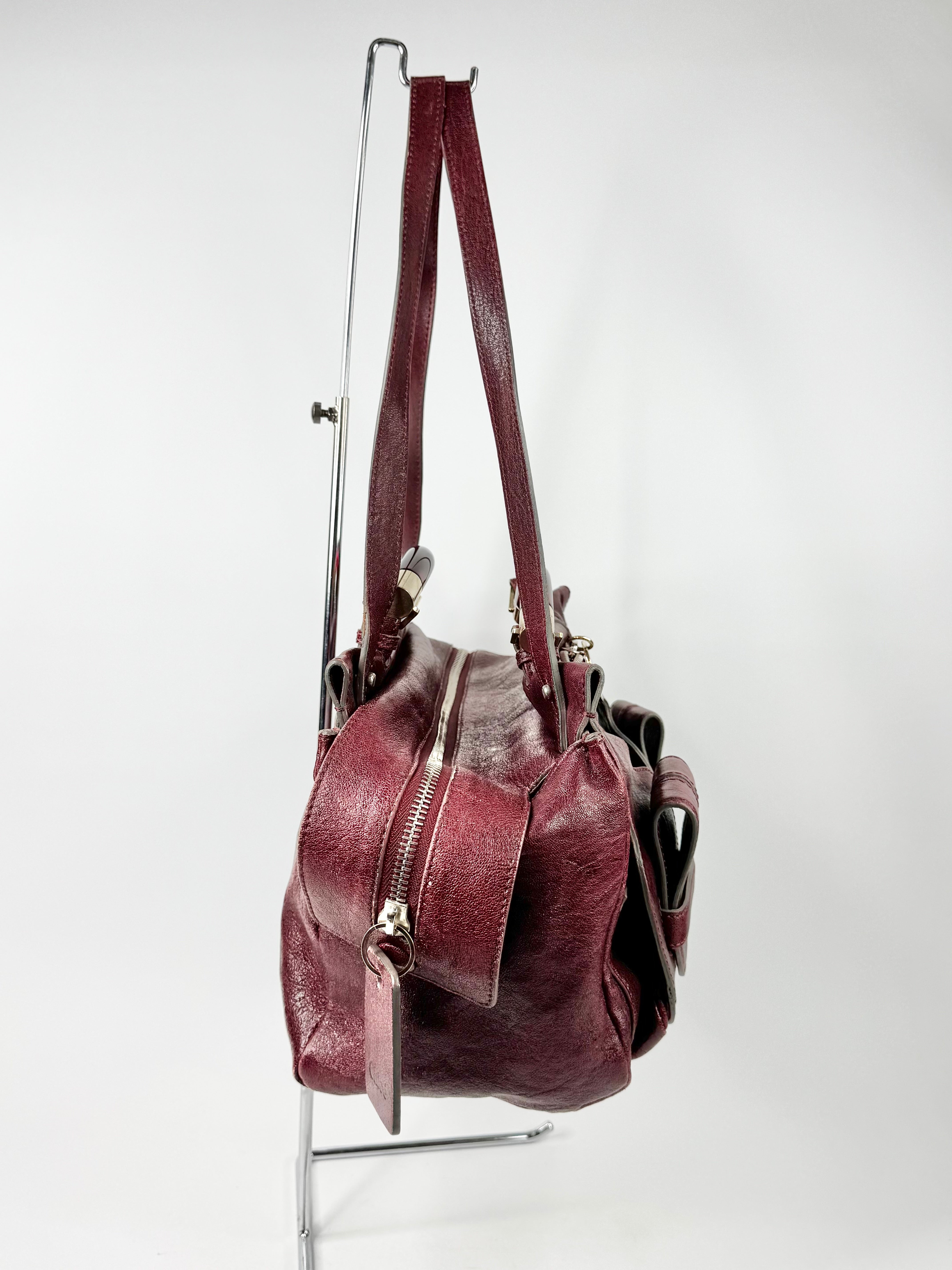 Chloé Burgundy Leather Saskia Square Tote Bag