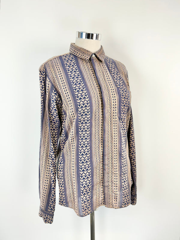 Engineered Garments Blue & Gold Woven Shirt - L