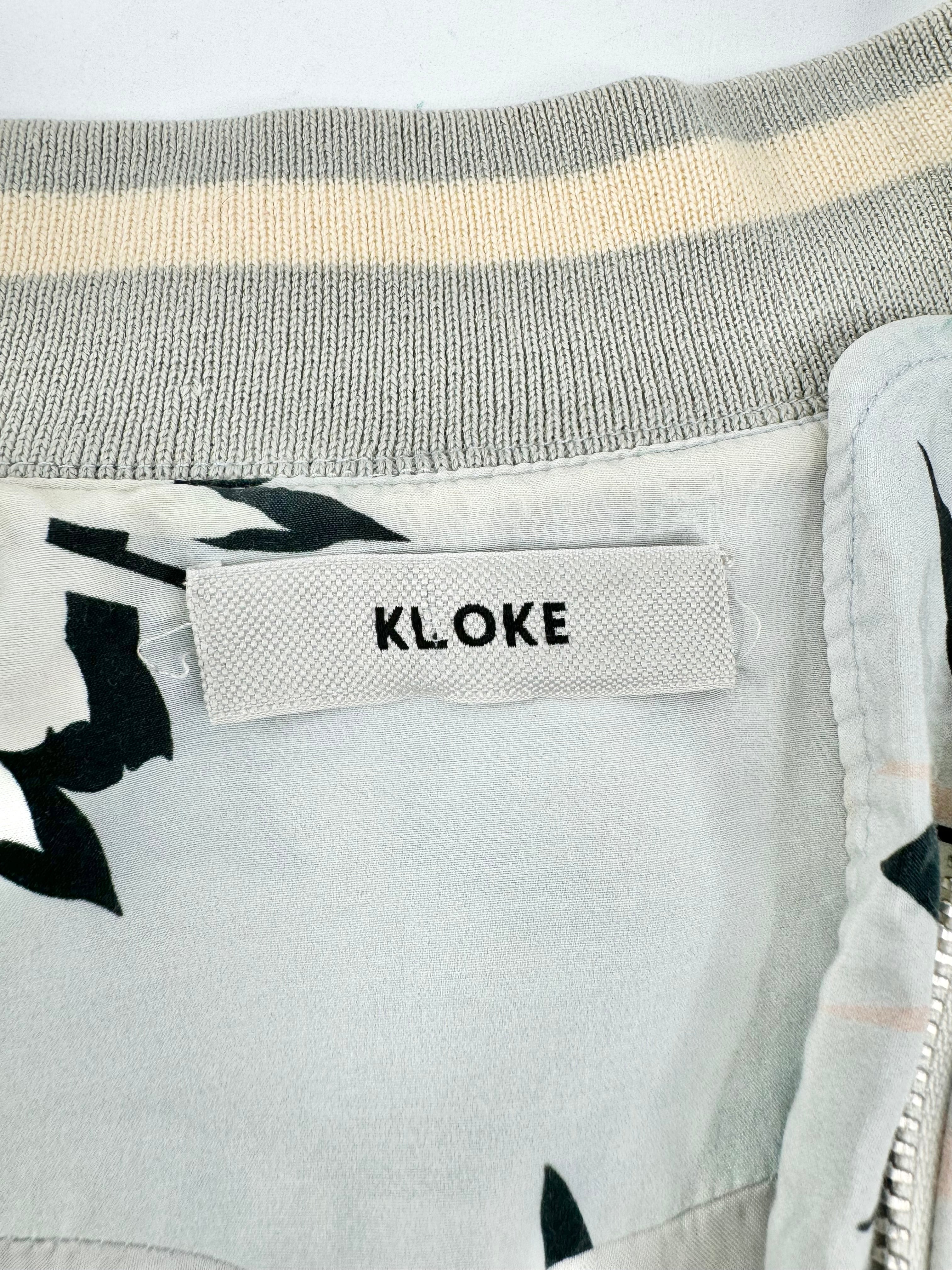 Kloke Soft Blue Flower Pattern Bomber Style Jacket - AU10