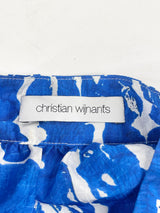 Christian Wijnants Blue & White Patterned Silk Blouse - AU10/12