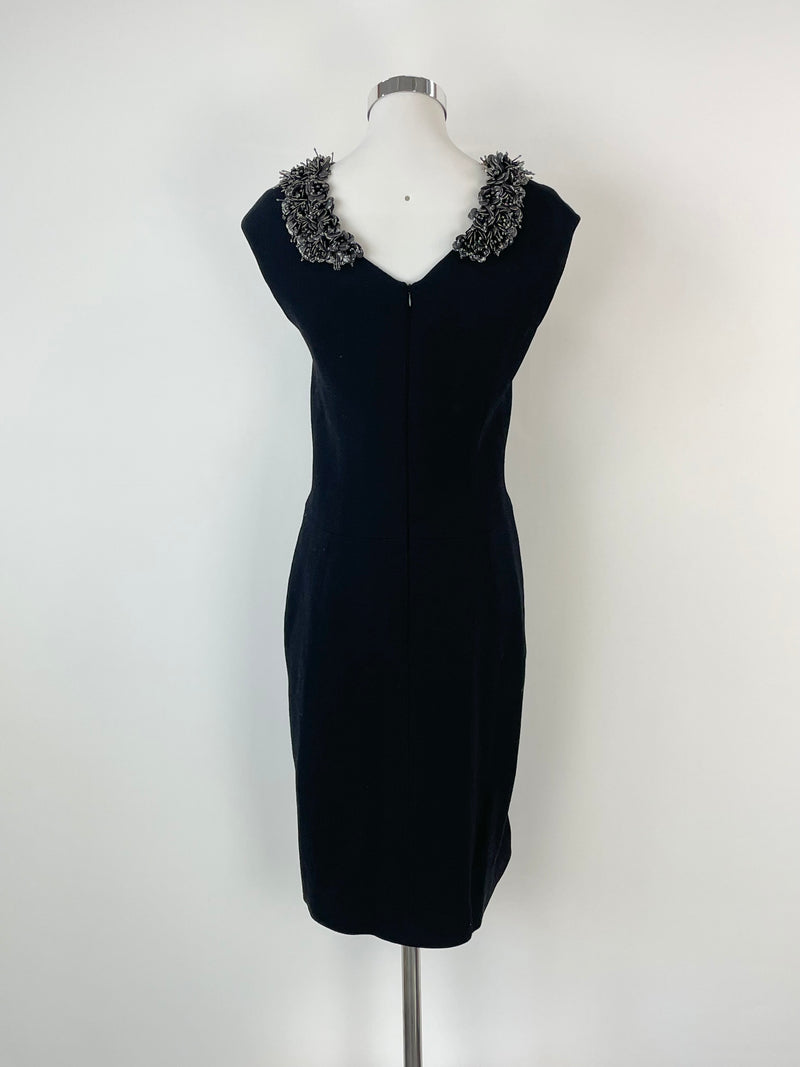 Dice Kayek Black Wool Embellished Midi Dress - AU10