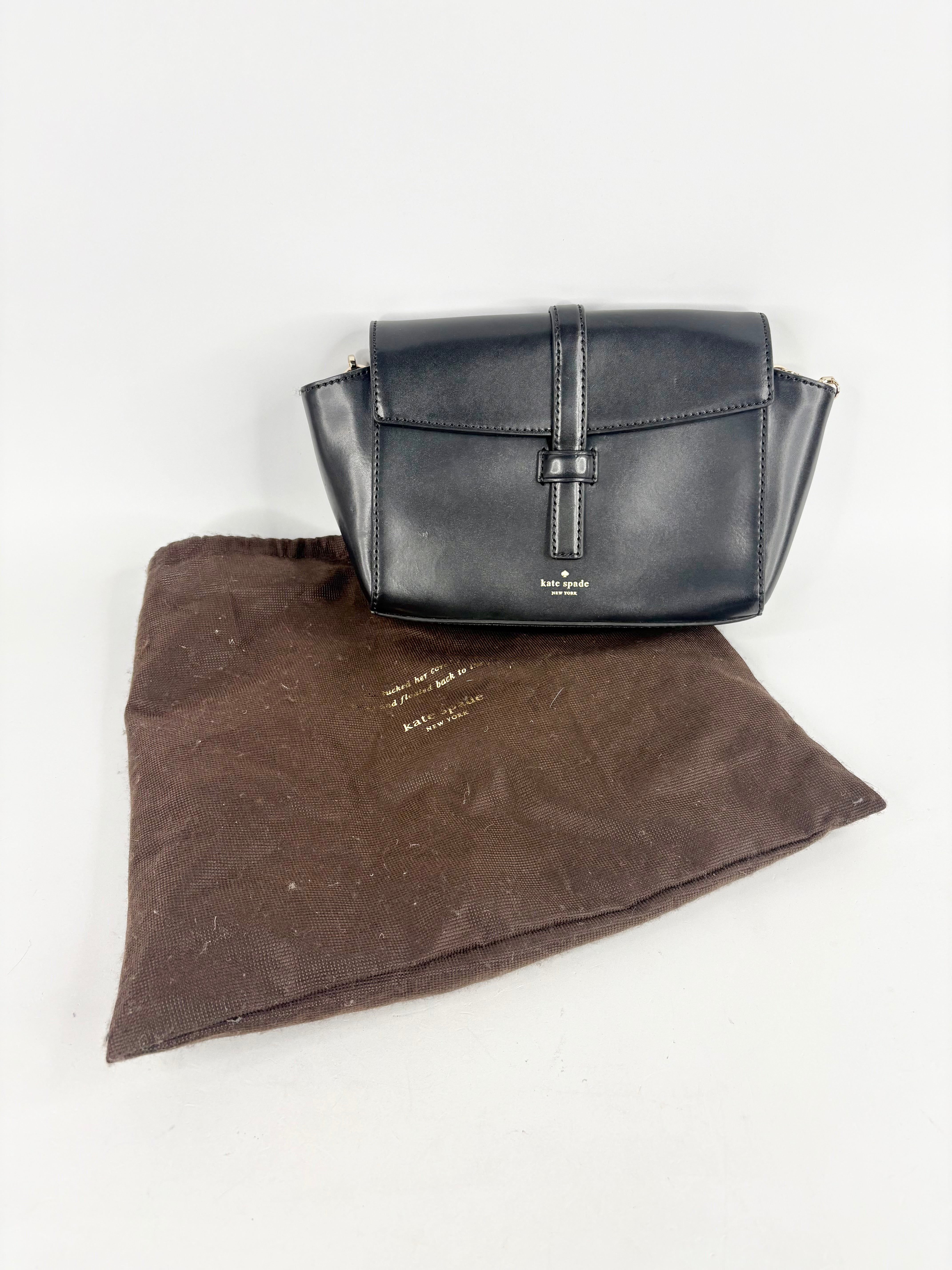 Kate Spade Black Leather Envelope-Style Shoulder Bag