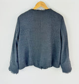 Gerard Darel Black Woven Raw Fringed Blazer - AU10