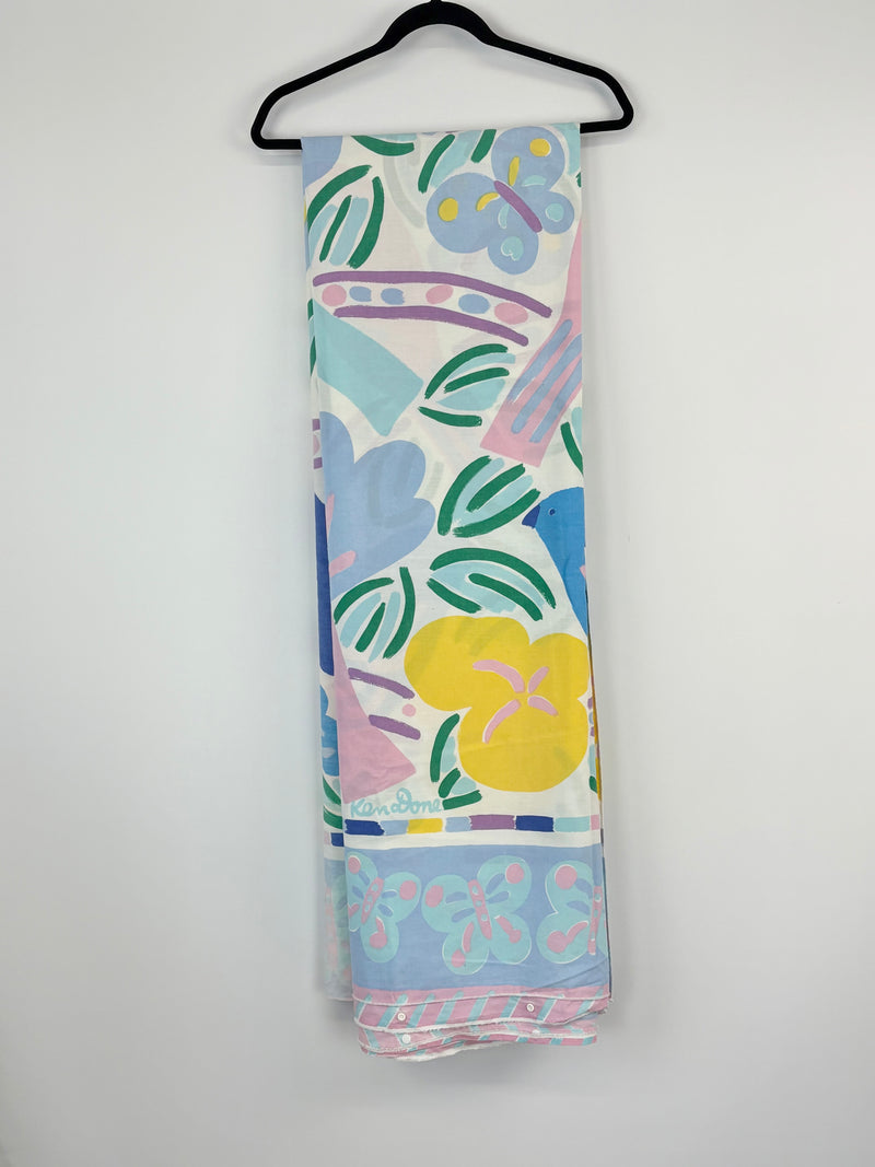 Vintage Ken Done Blue Birds Pattern Queen Doona Cover