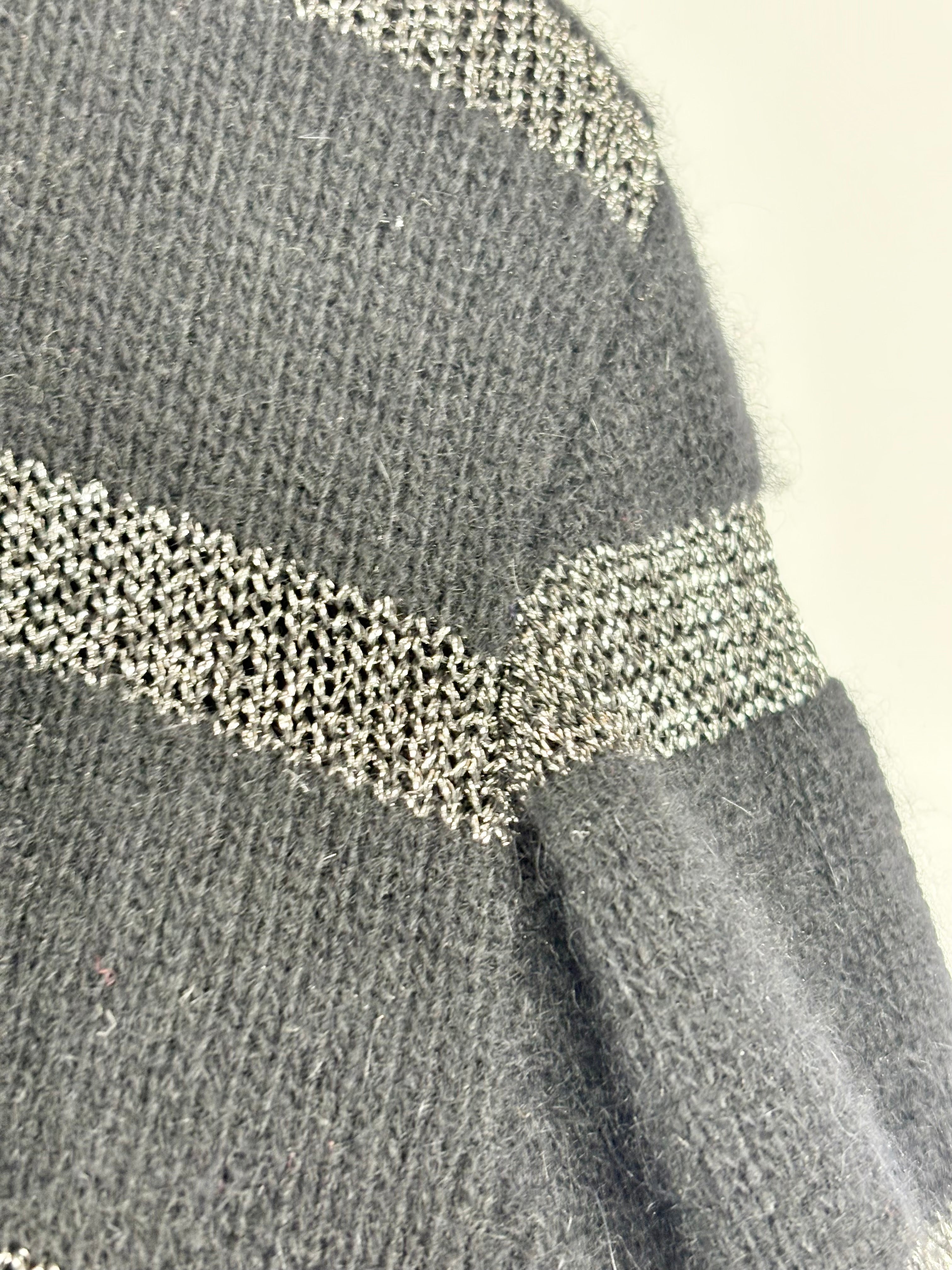 Vintage From Italy for Georges of Collins Street Black & Silver Striped Sweater - AU12/14