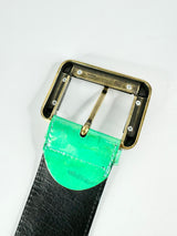 GF Ferre Jade Green Patent Leather Belt - S/M