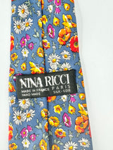 Nina Ricci Blue Silk Floral Tie