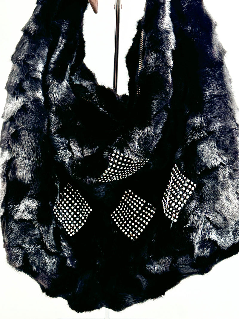 Black Fur Tote Bag