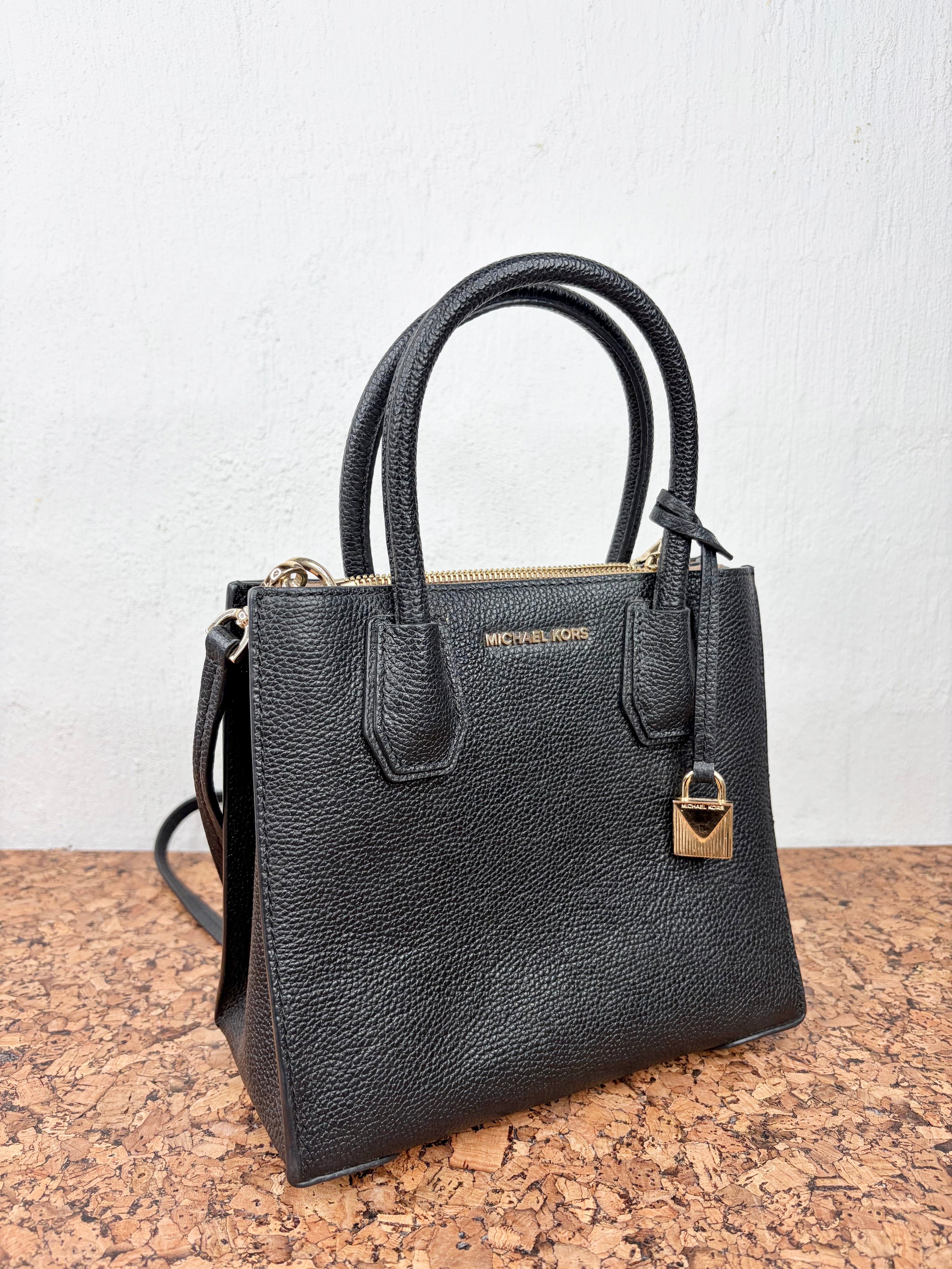 Michael Kors Black 'Mercer' Pebbled Leather Mini Bag