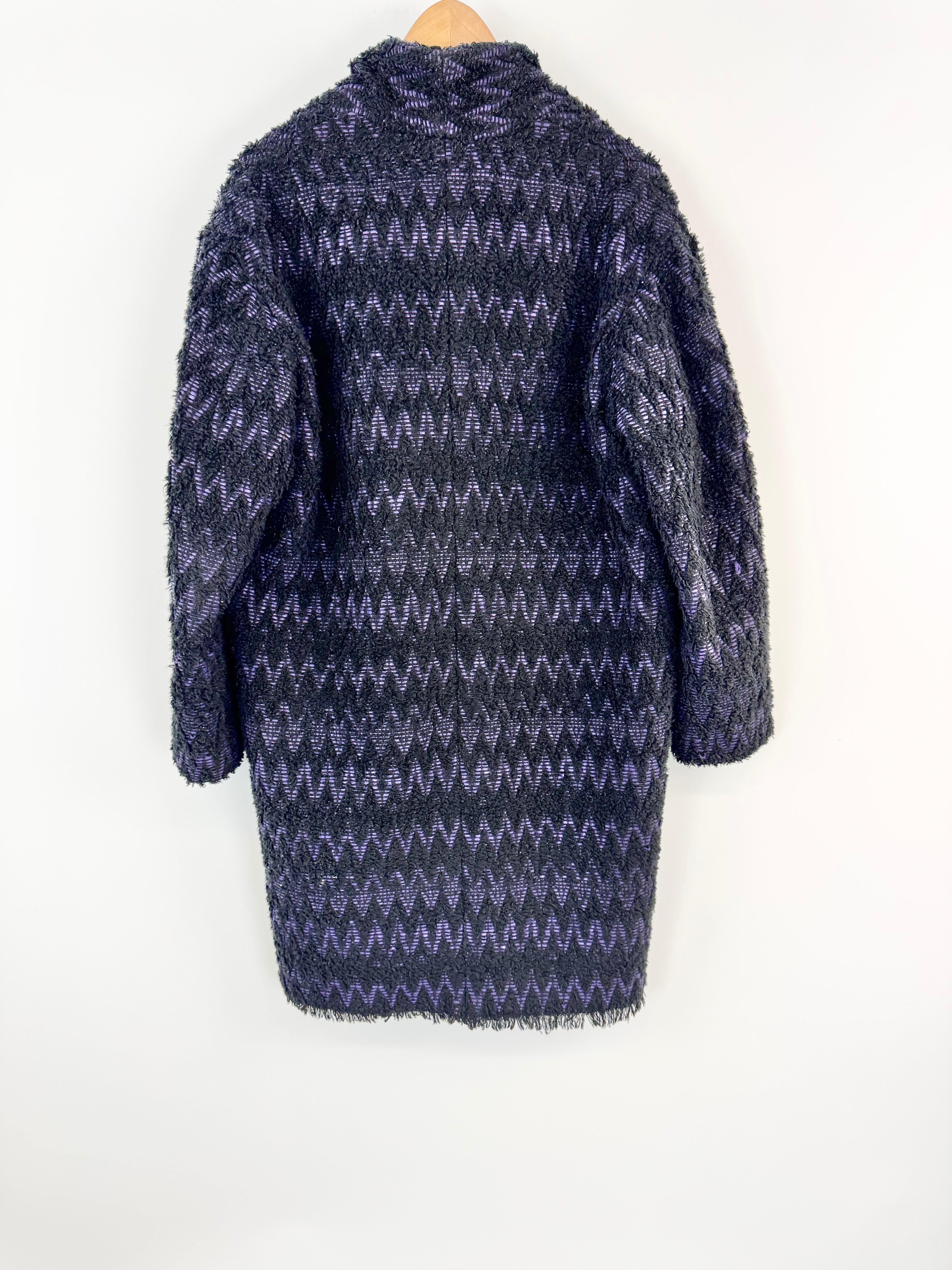 Isabel Marant Purple & Black Geometric Overcoat - AU12