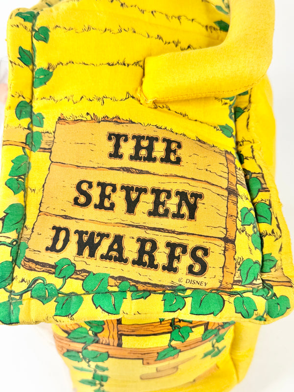 Vintage Snow White Seven Plush Dwarves In Cottage
