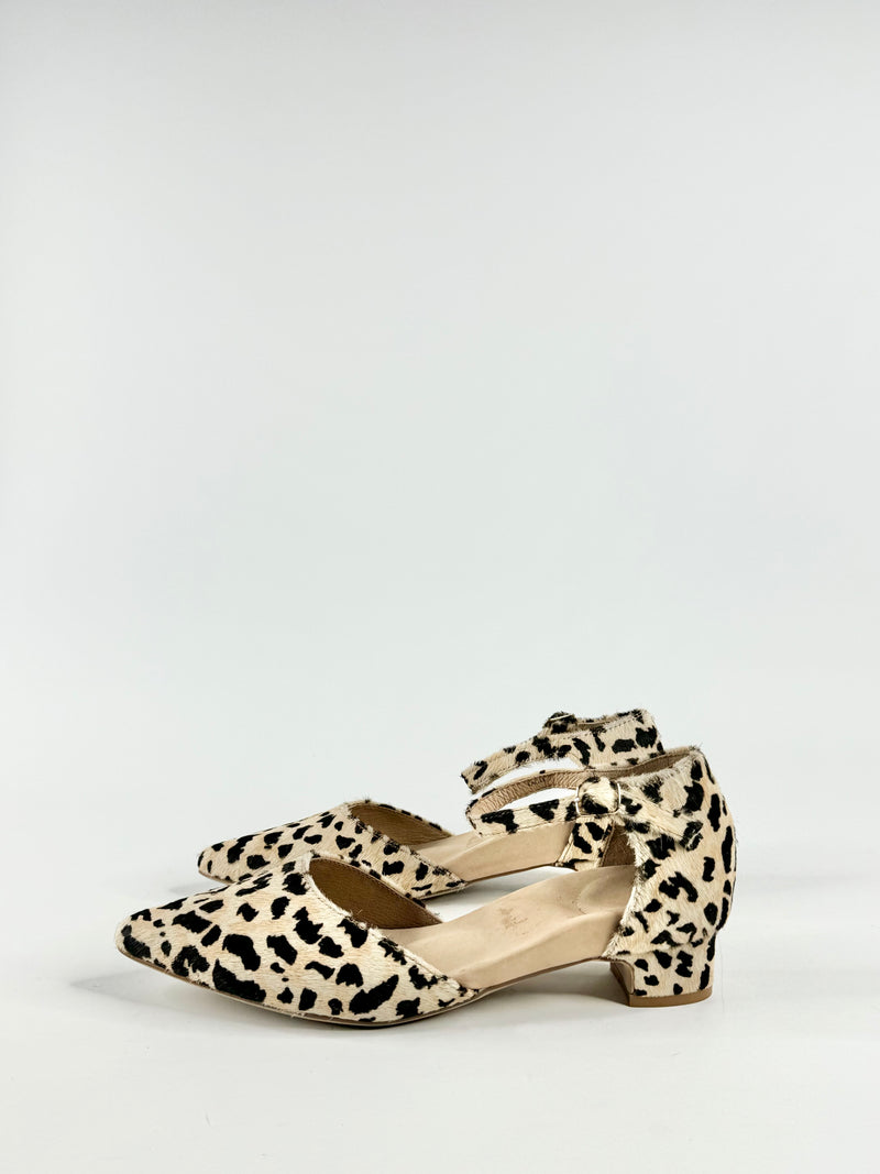 Bared Fur Animal Print Pointed Toe Heels - EU35